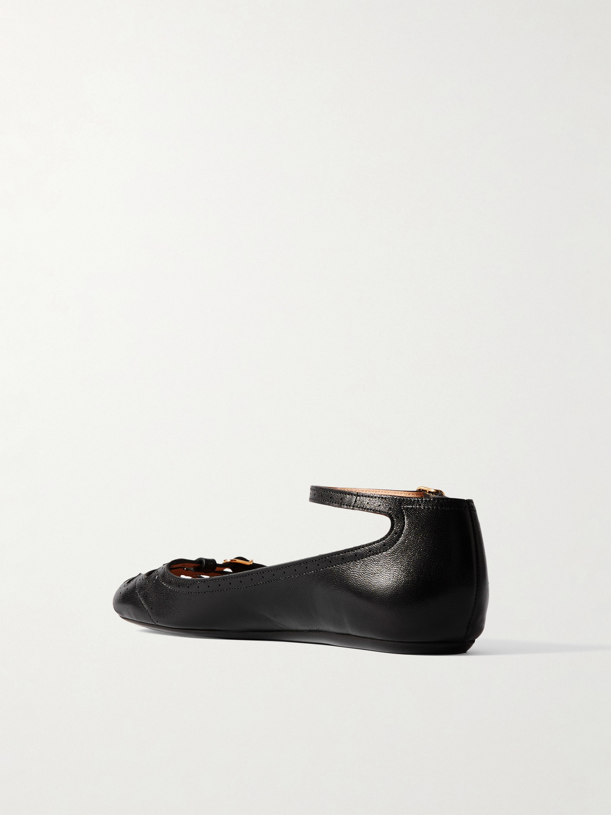 Chloé Misty Laser-cut Leather Ballet Flats In Black