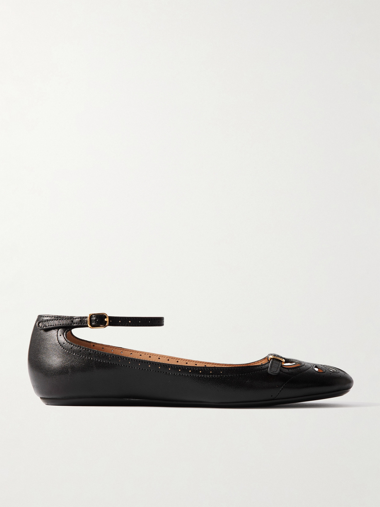 Chloé Misty Laser-cut Leather Ballet Flats In Black