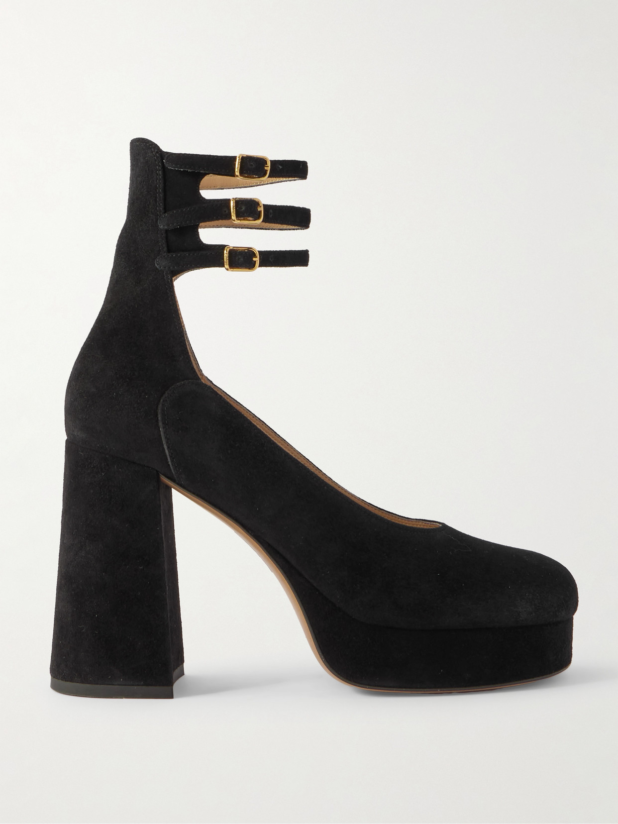 Chloé Loti Suede Platform Block-heel Pumps In Black