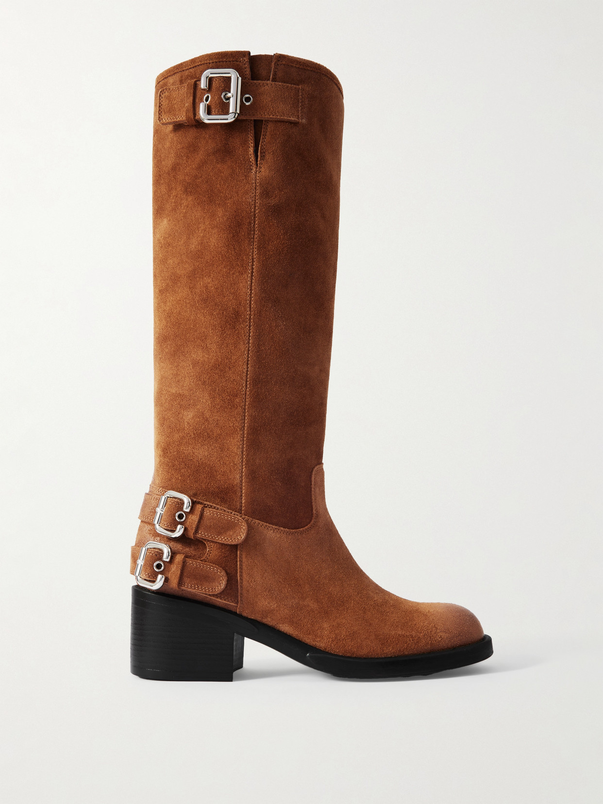 Chloé Buckled Suede Boots In Animal Print