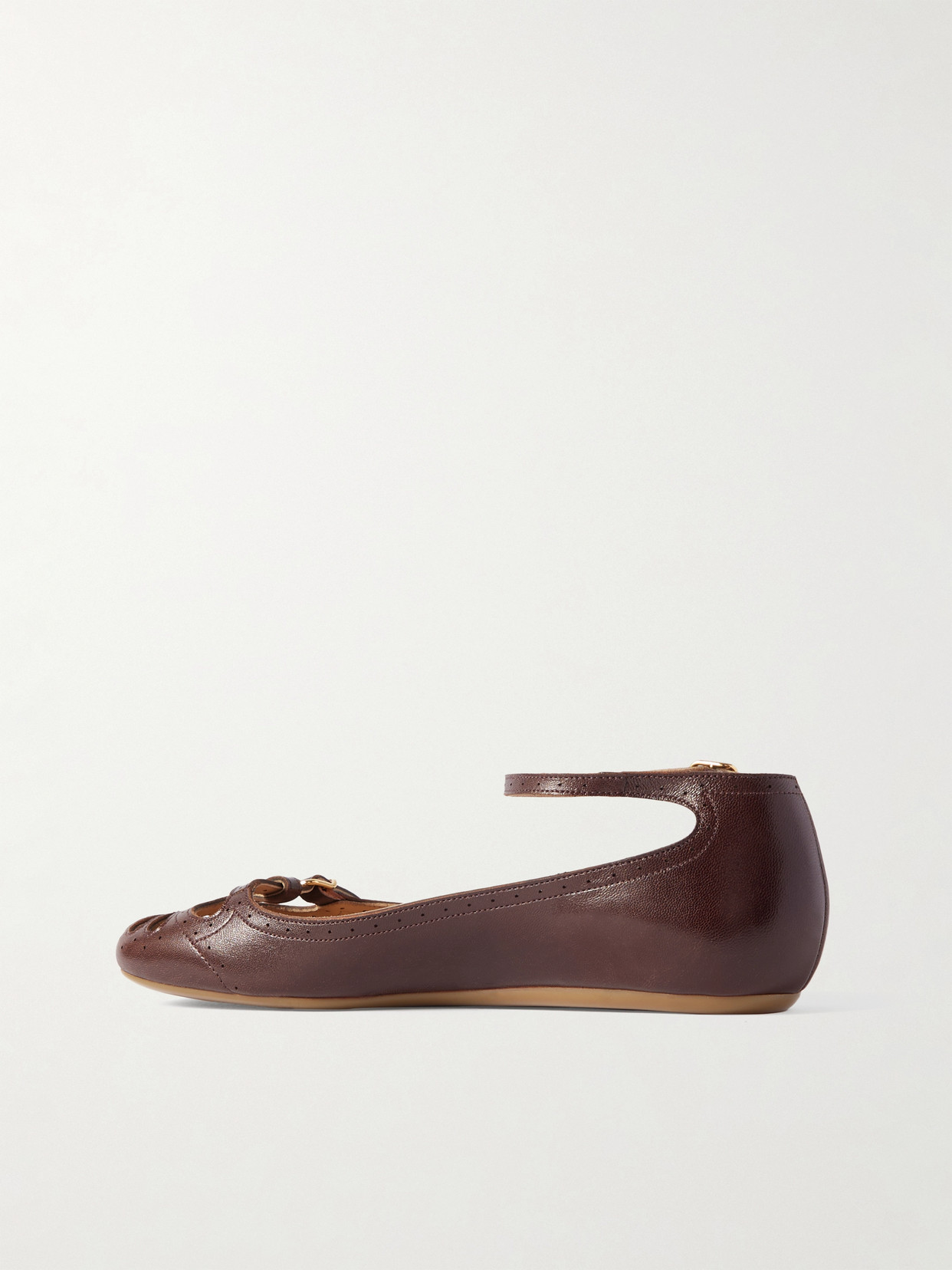 Chloé Chloe Misty Cut-out Leather Ballet Flats In Burgundy