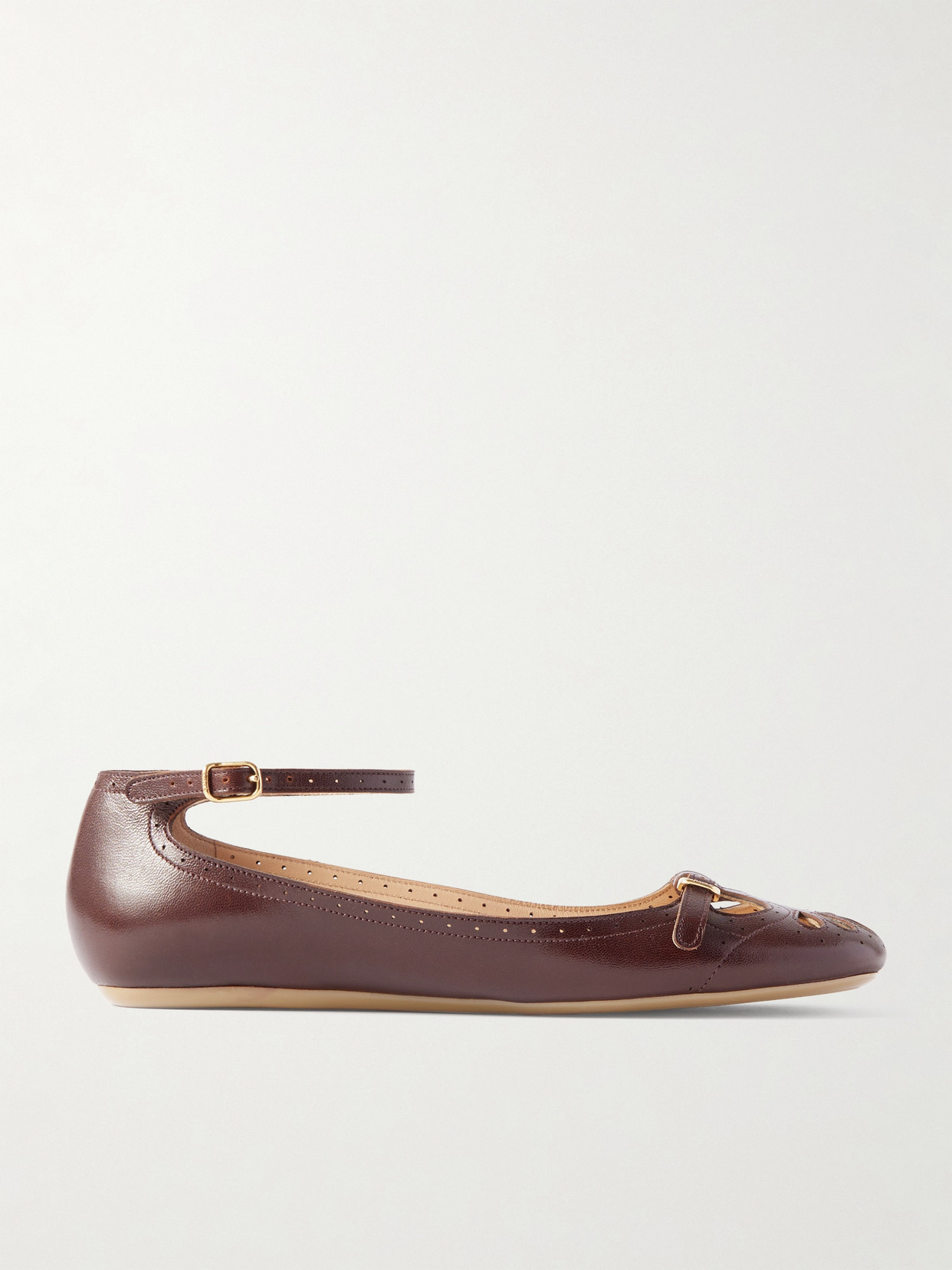 Chloé Chloe Misty Cut-out Leather Ballet Flats In Burgundy