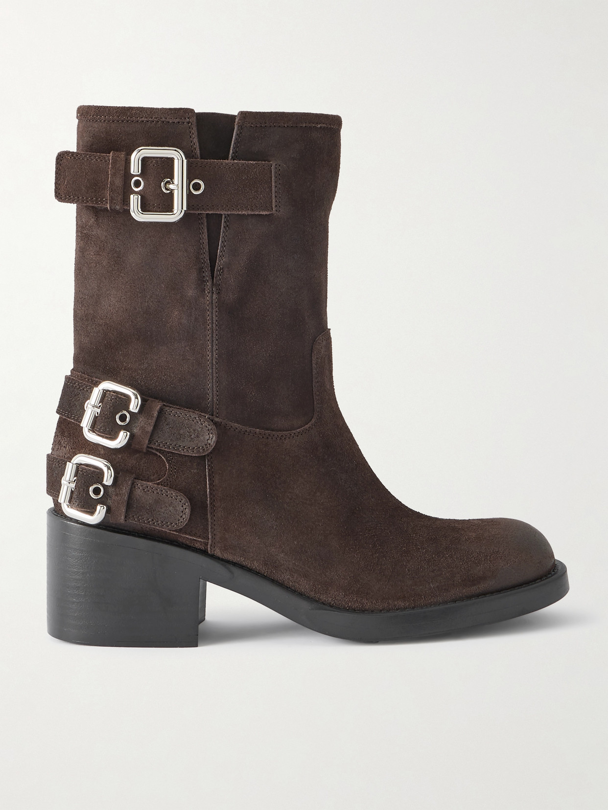 Chloé Stylish Block Heel Suede Ankle Boots In Multi