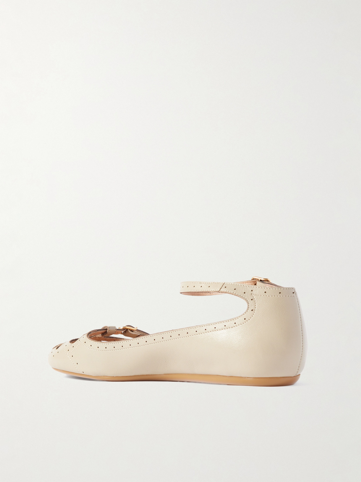Chloé Misty Laser-cut Leather Ballet Flats In Neutral