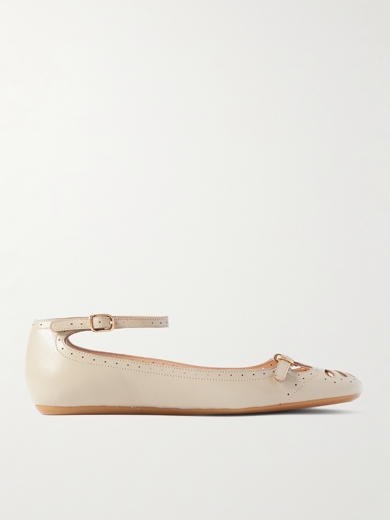 Chloé Misty Laser-cut Leather Ballet Flats In Neutral
