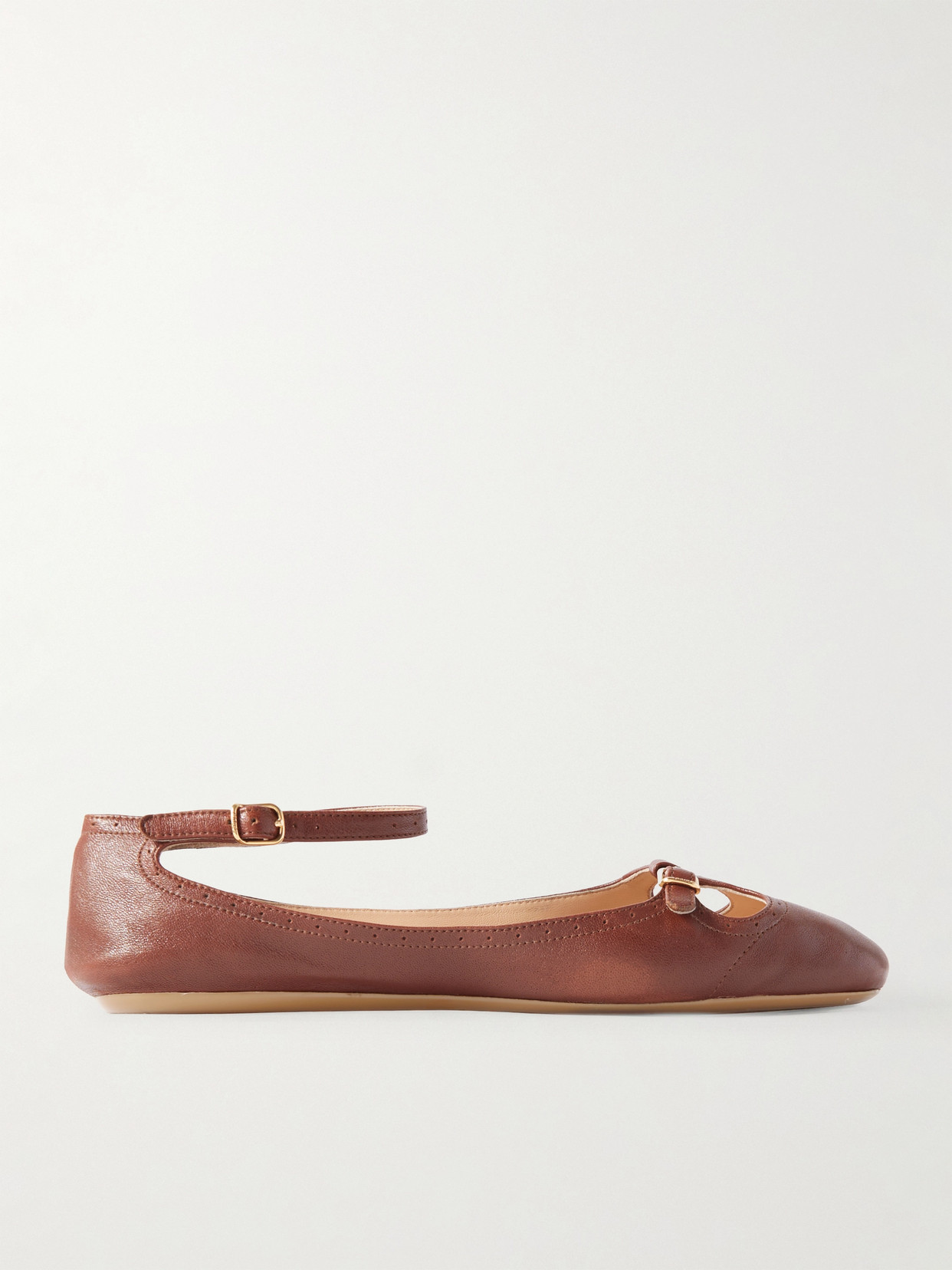 Chloé Misty Laser-cut Leather Ballet Flats In Brown