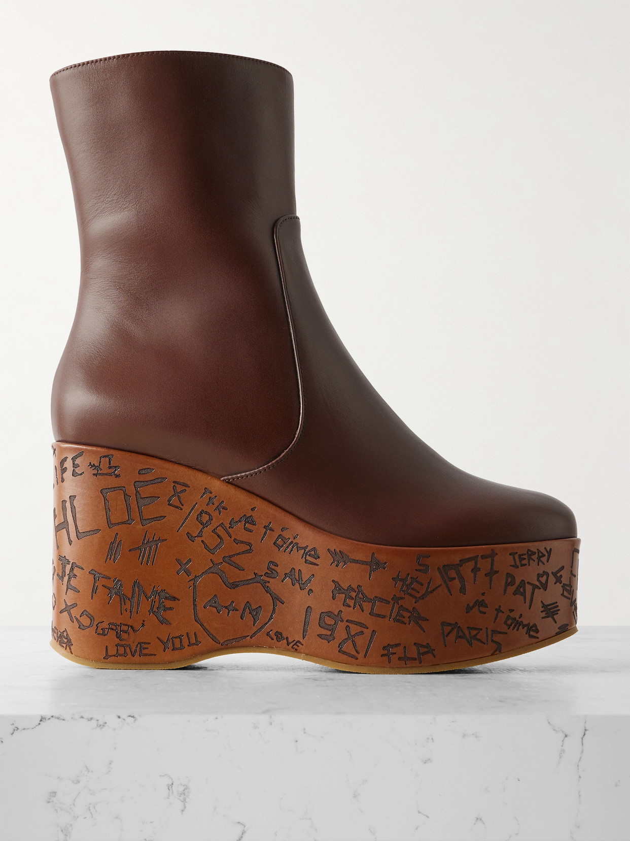 Chloé Chloe Chocolate Leather Maxime Wedges In Brown