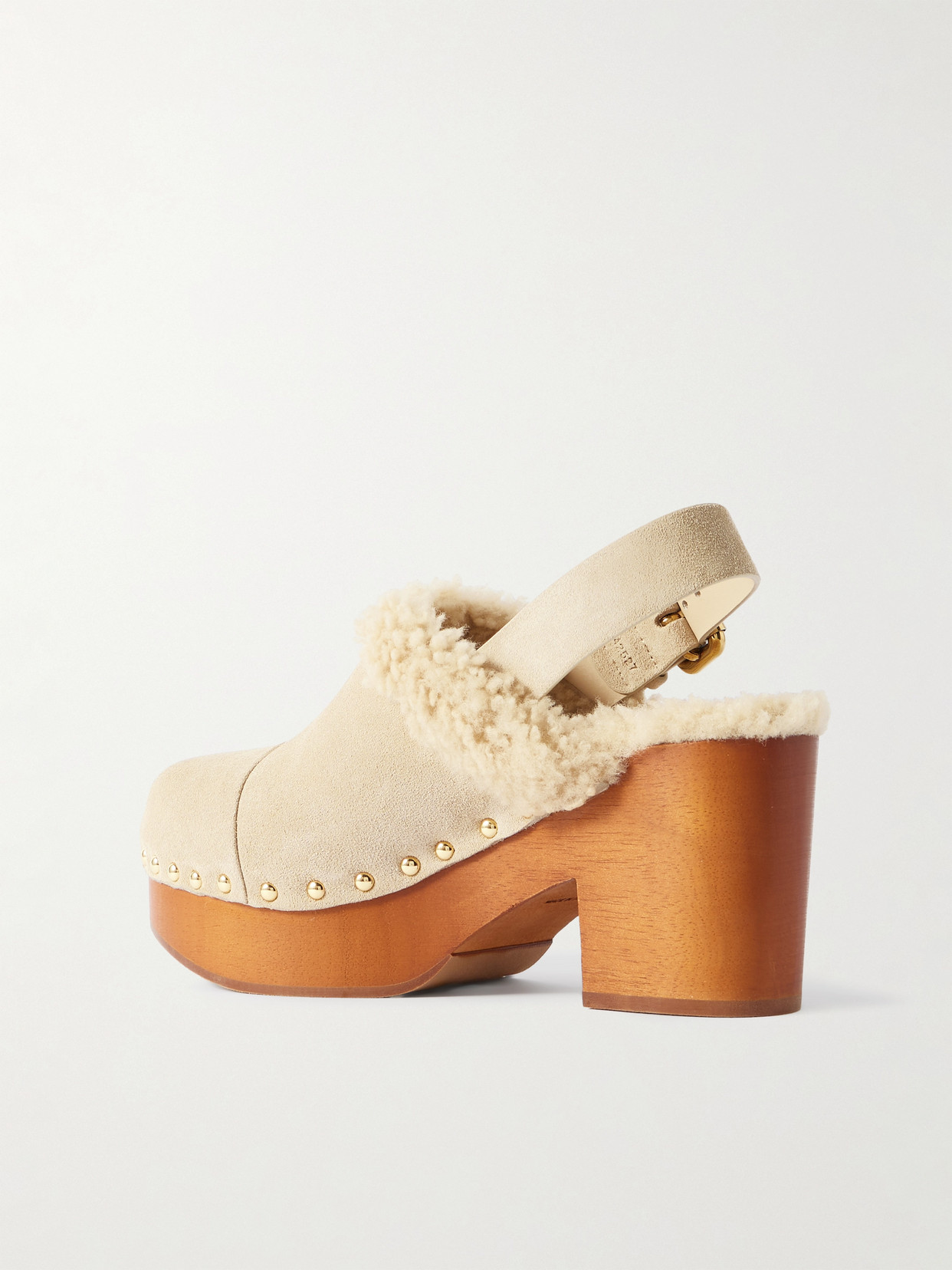 Chloé - Jeanette Shearling-Trimmed Slingback