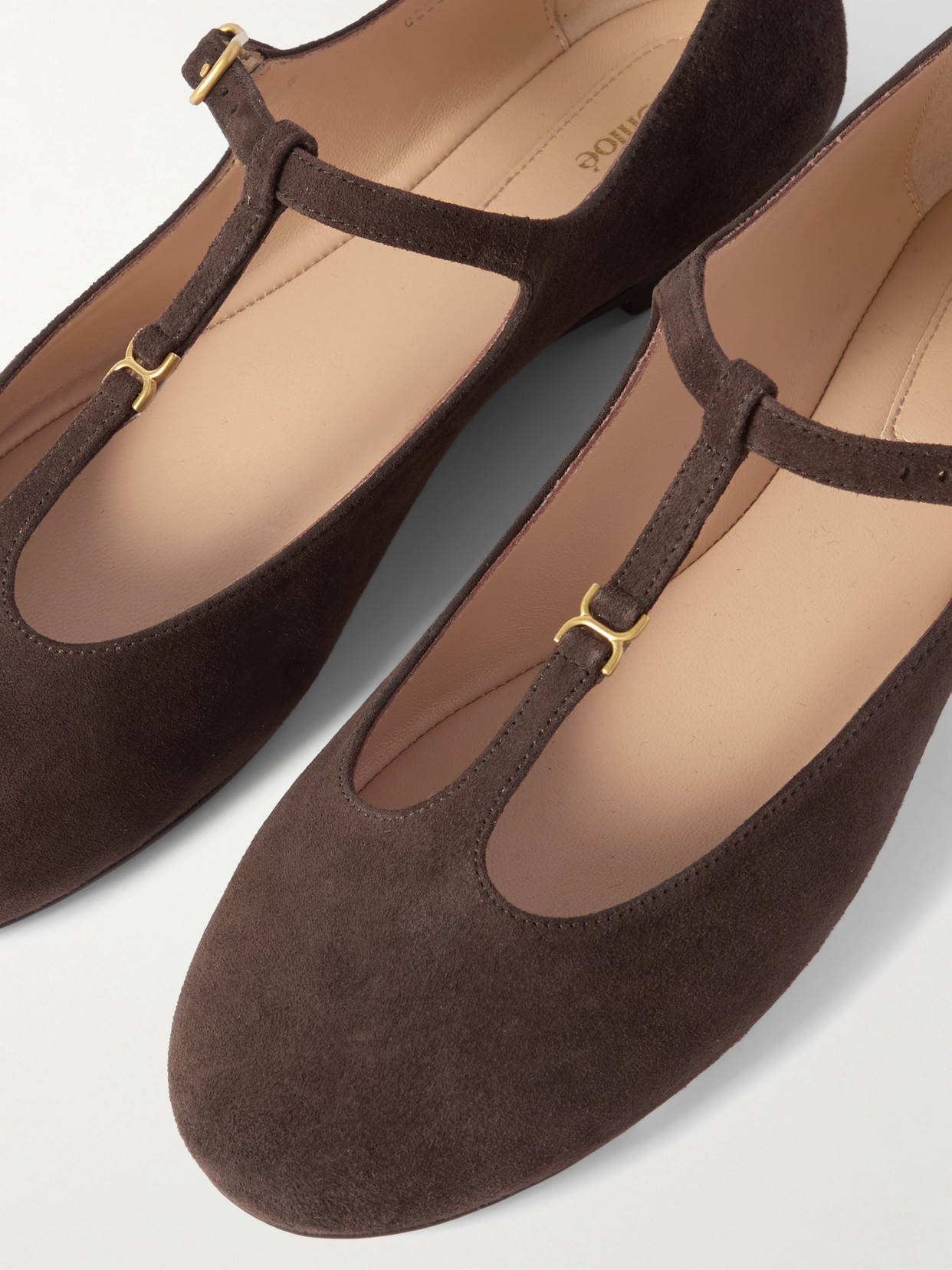 Chloé Marcie Embellished Suede Ballet Flats In Brown