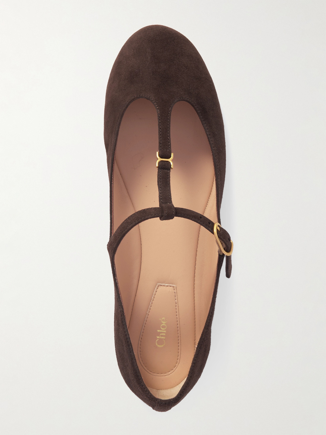 Chloé Marcie Embellished Suede Ballet Flats In Brown