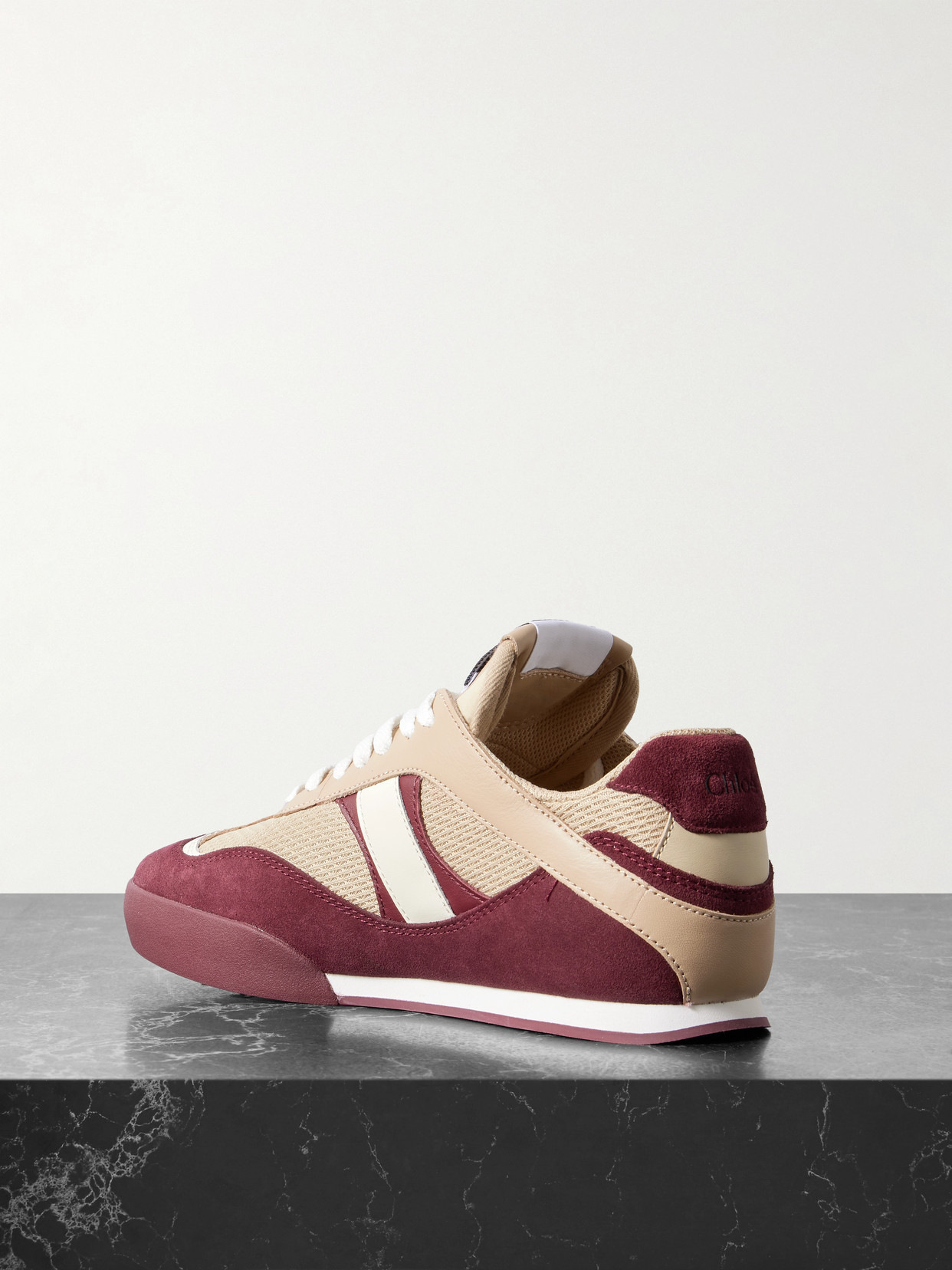 Chloé Kick Mixed Leather Retro Low-top Sneakers In Blue