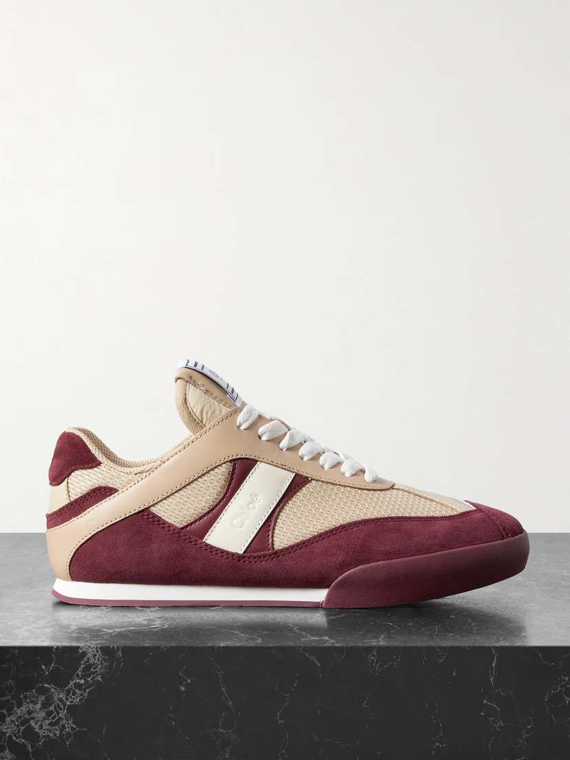 Chloé Kick Leather And Suede-trimmed Mesh Sneakers