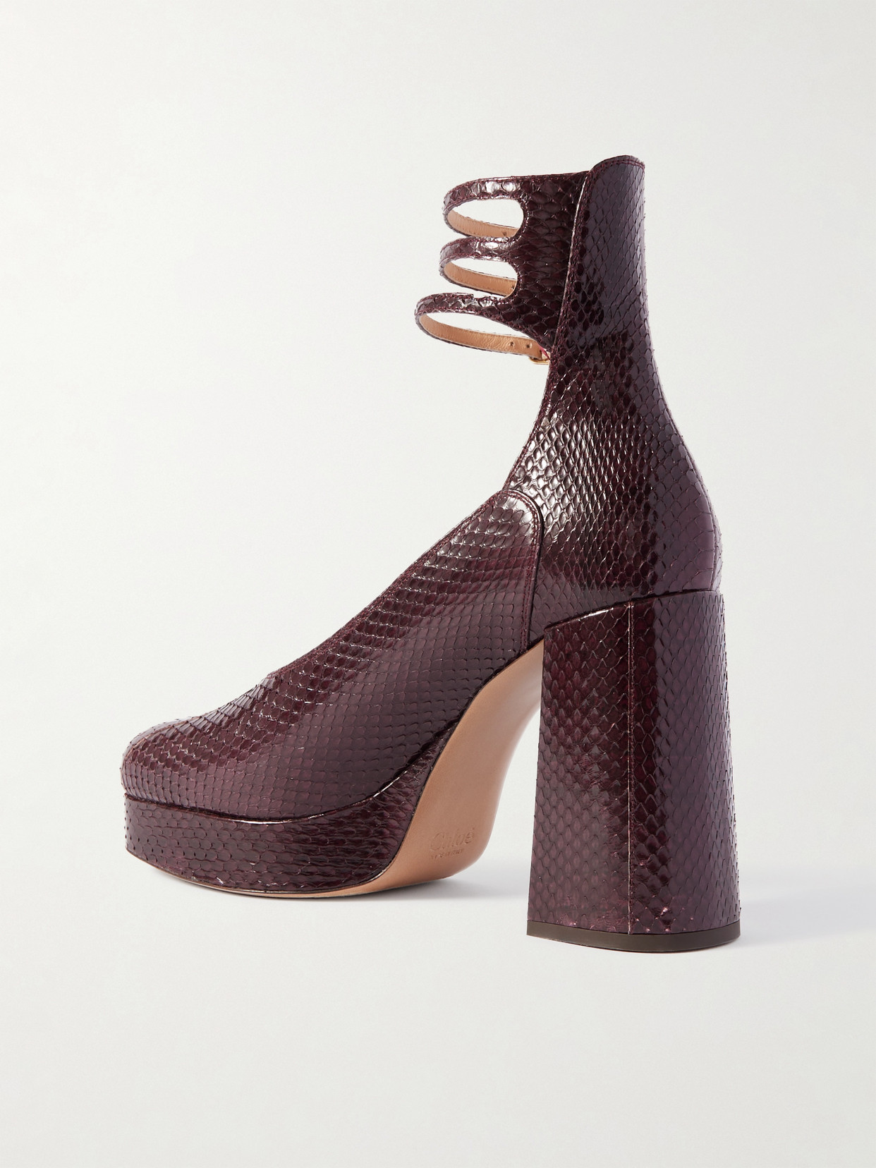 Chloé - Loti Snake-Effect Leather Platform Pumps