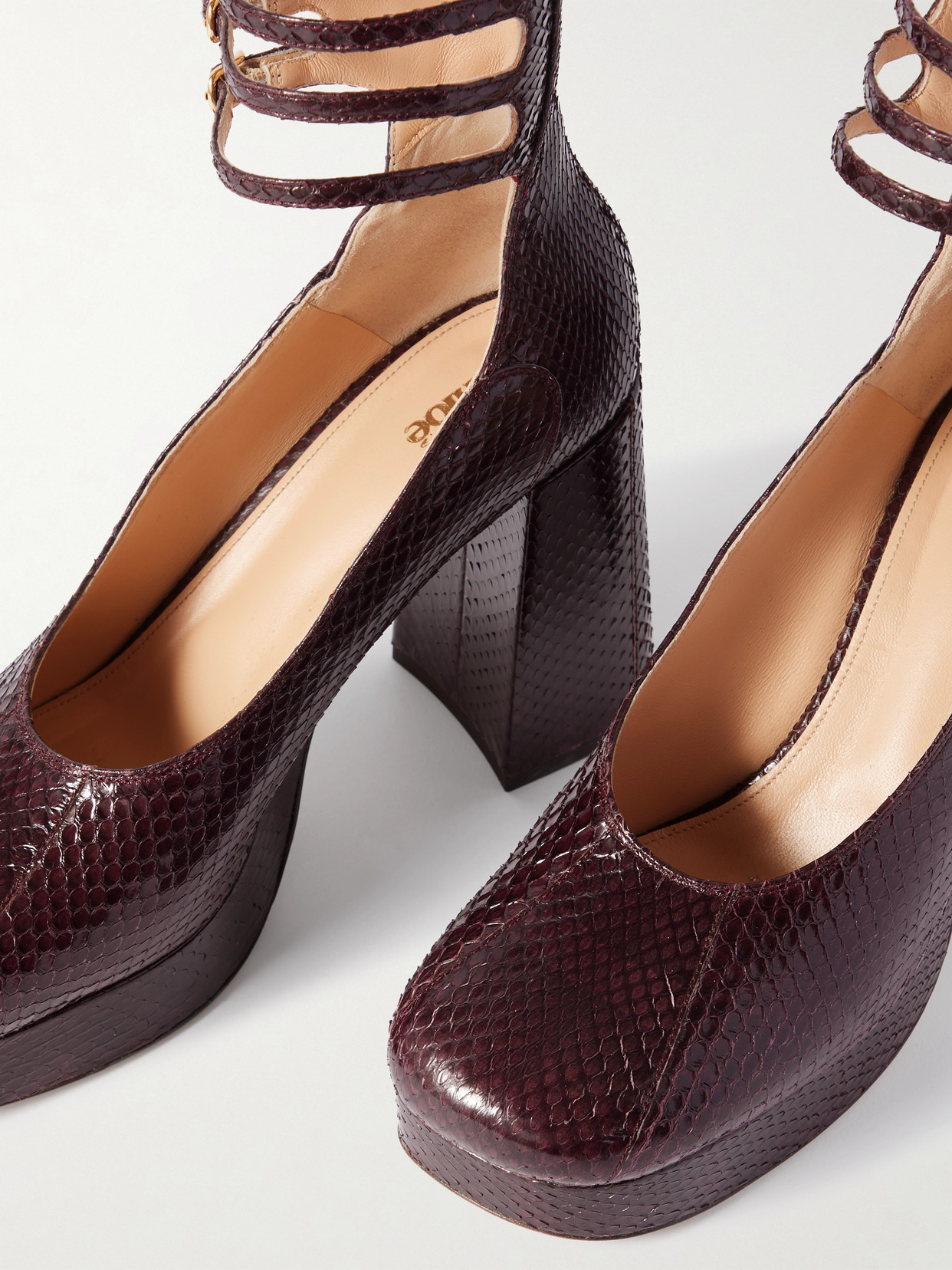Chloé - Loti Snake-Effect Leather Platform Pumps