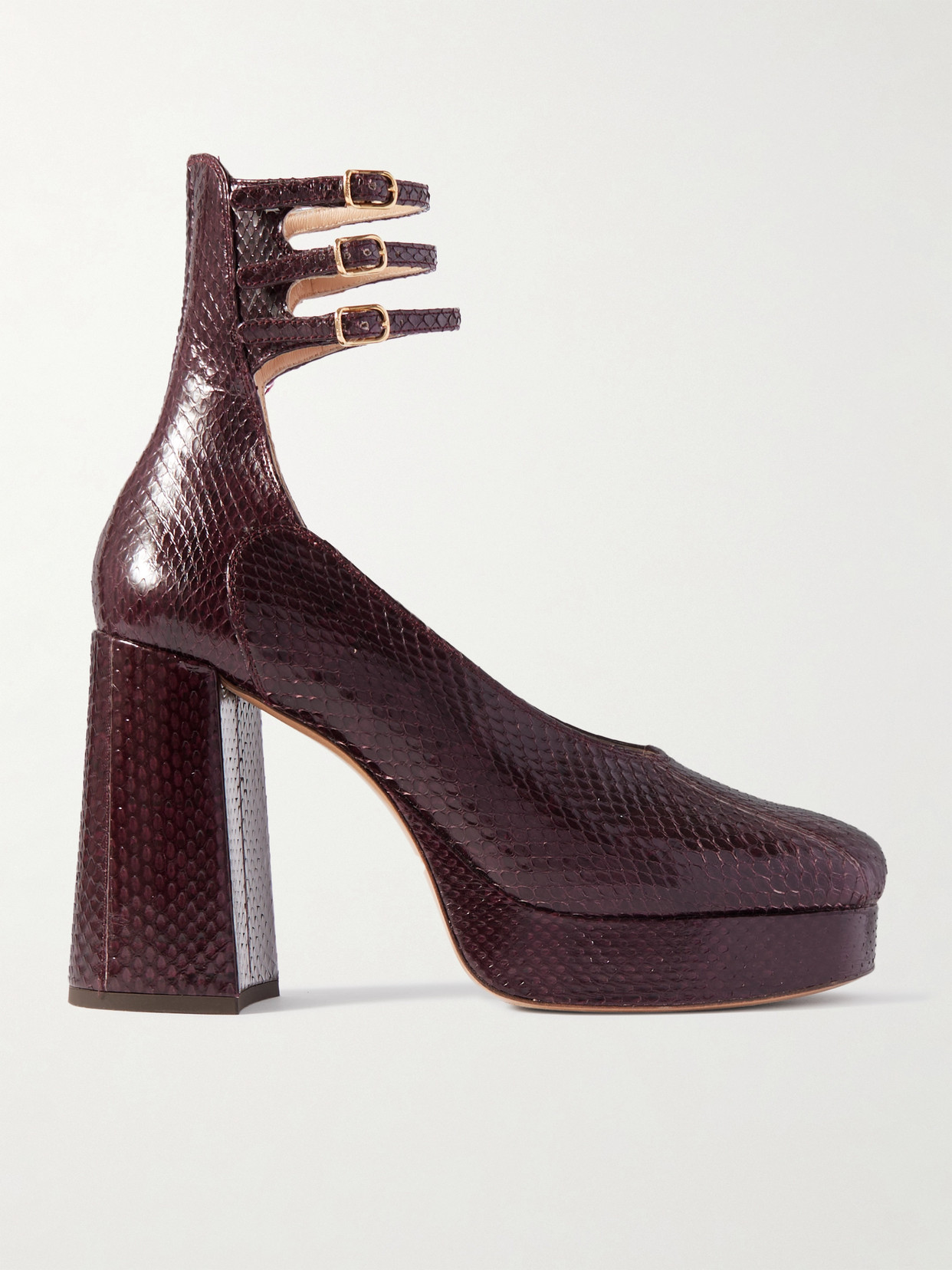 Chloé Loti Snake-effect Leather Platform Pumps In Purple