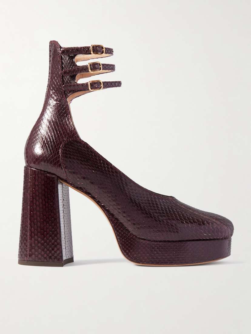 Chloé Loti Snake-effect Leather Platform Pumps