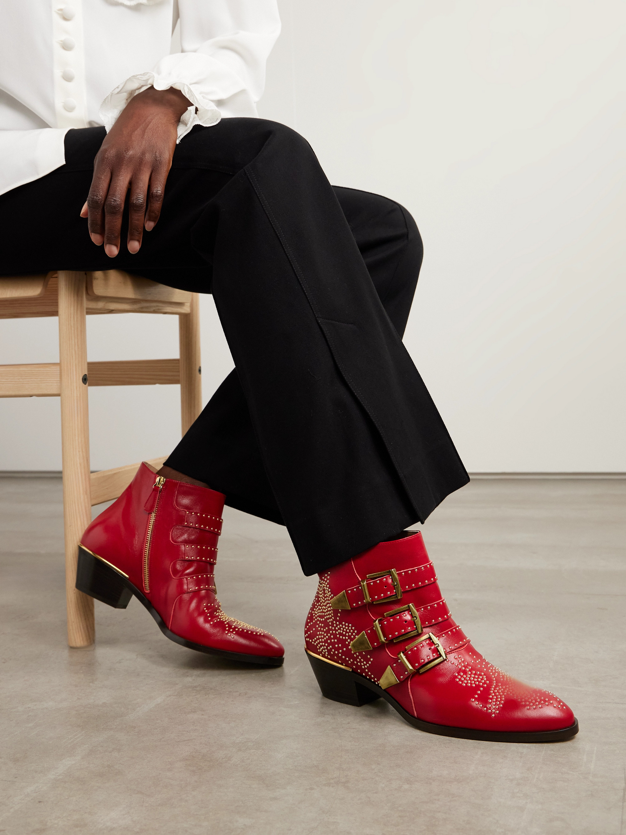 Chloé Susanna studded leather ankle boots Plush