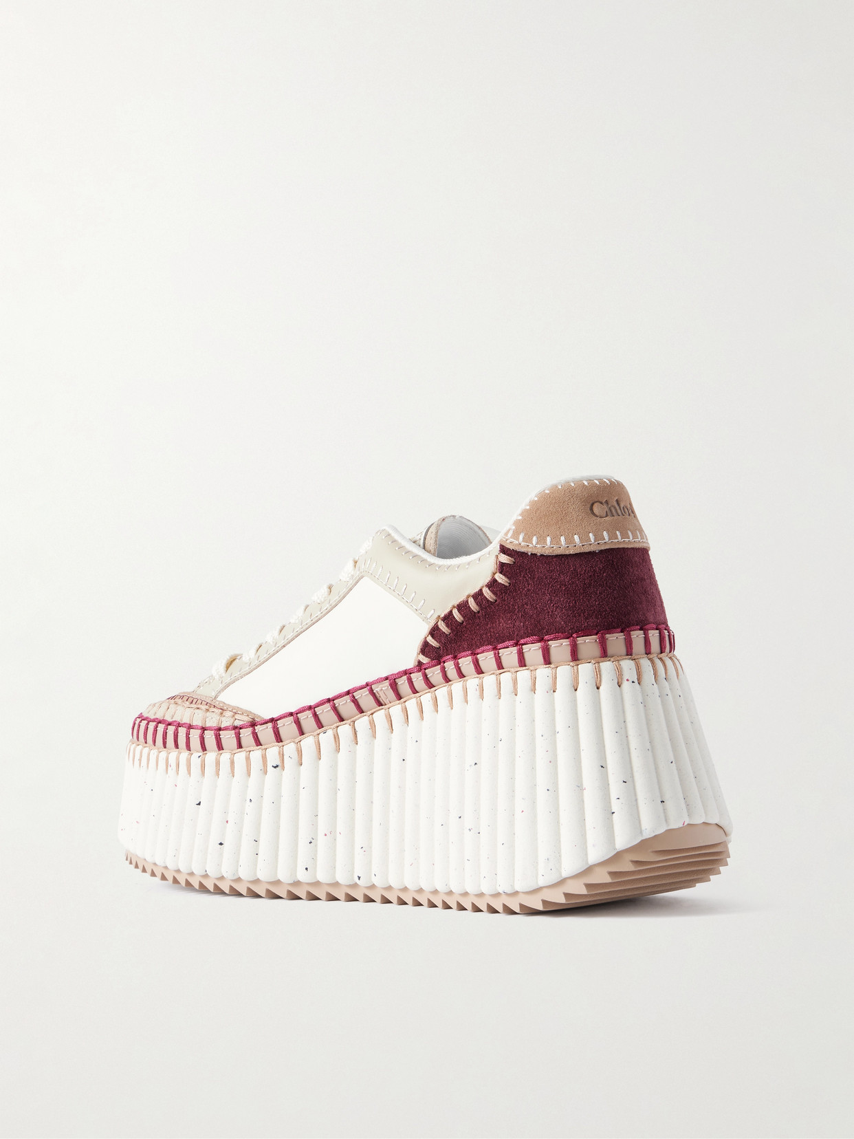 Chloé Nama Suede-trimmed Leather Platform Sneakers In Neutral