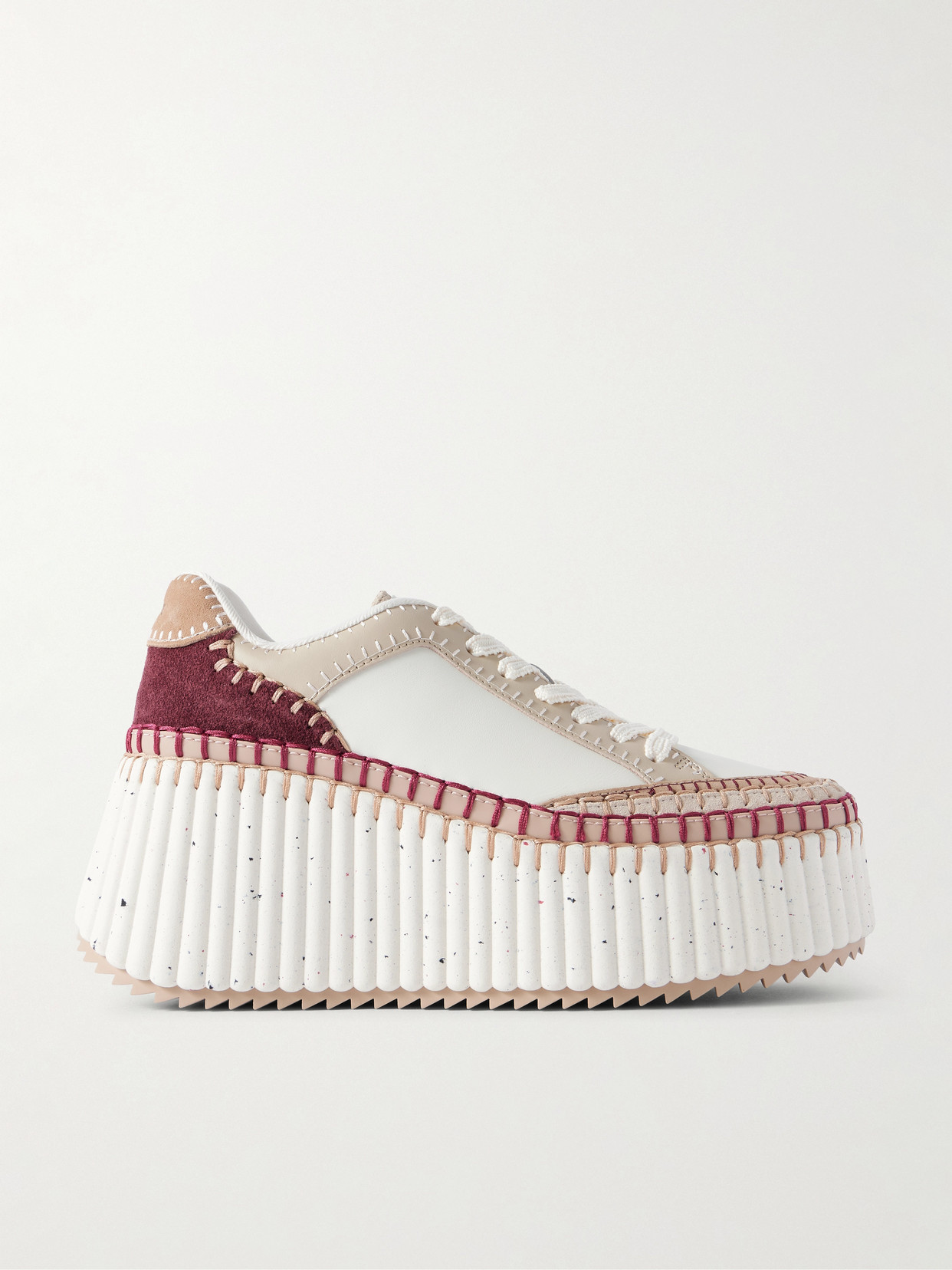 Chloé Nama Suede-trimmed Leather Platform Sneakers In Neutral
