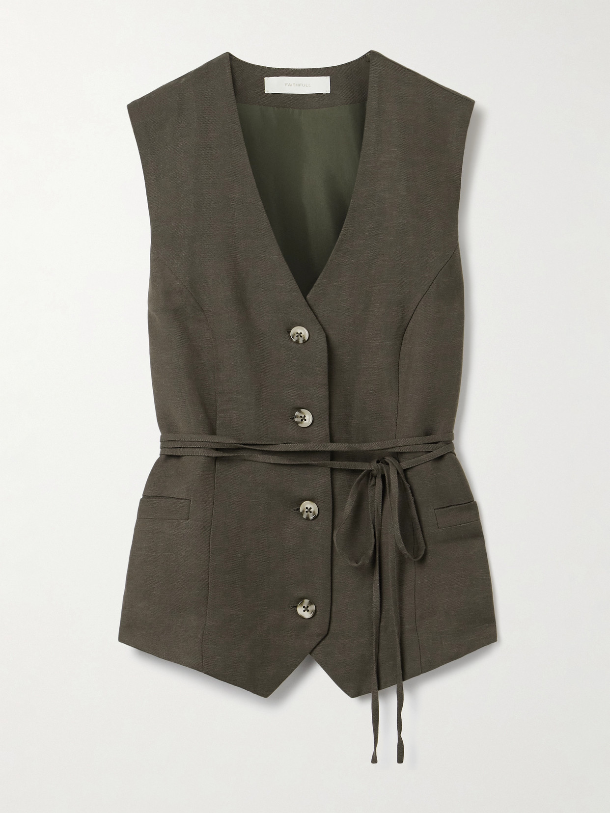 Faithfull Eva Belted Woven Vest In Green