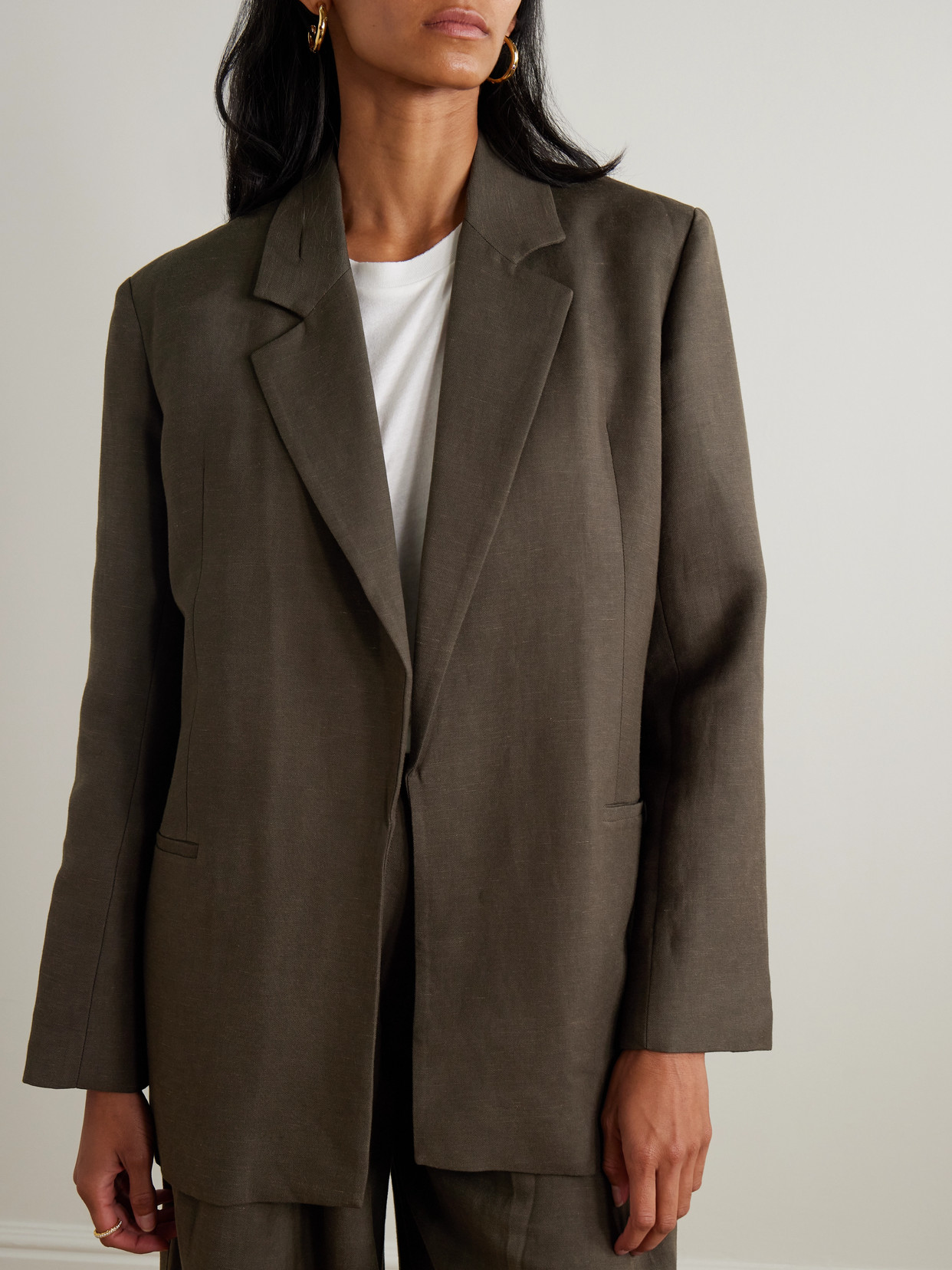 Faithfull Felix Oversized Woven Blazer In Green
