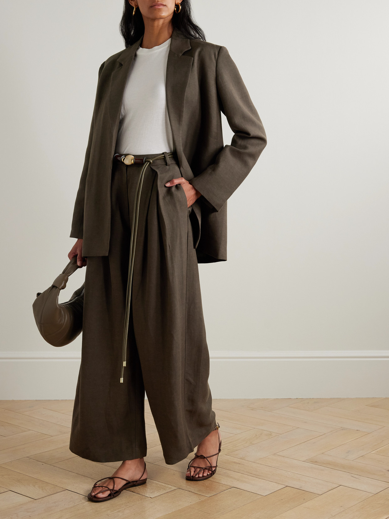 Faithfull Felix Oversized Woven Blazer In Green