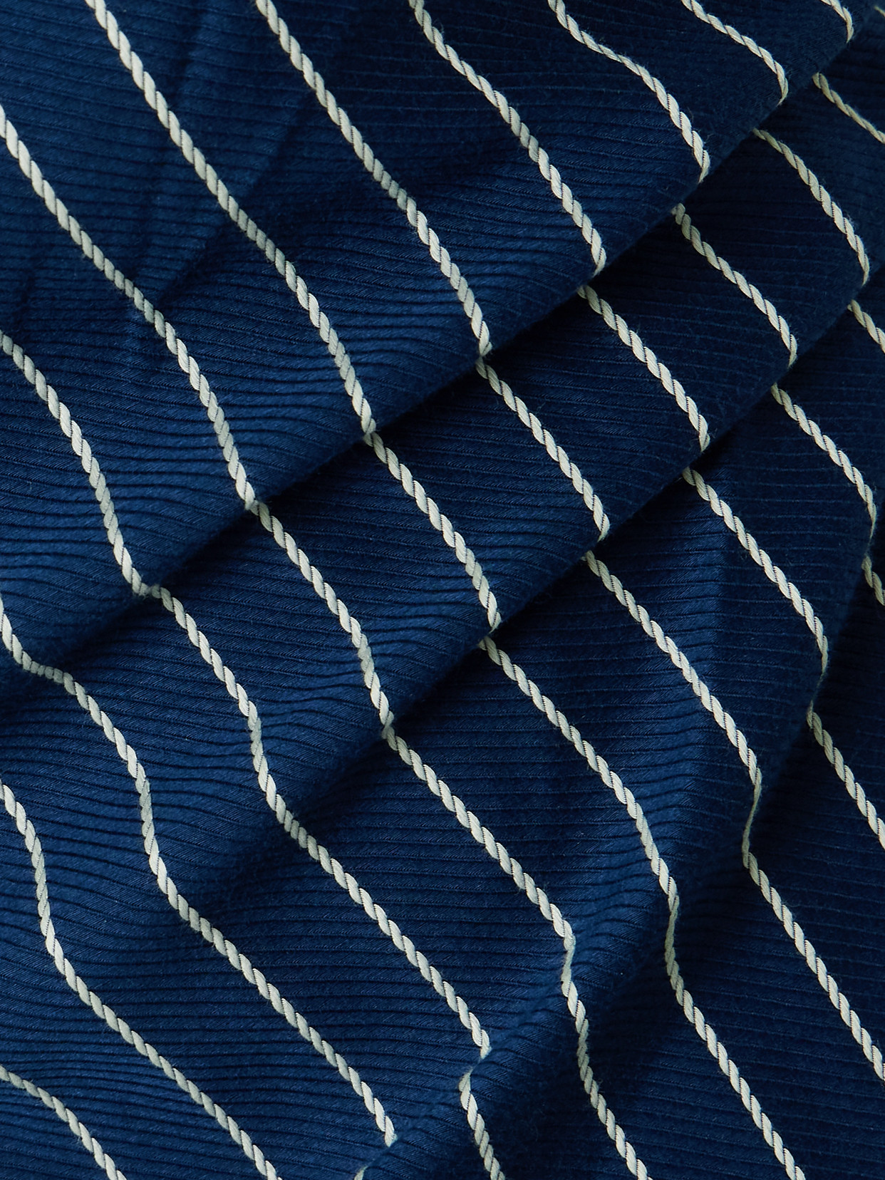 Faithfull Britta Striped Gathered Cotton-twill Top In Blue