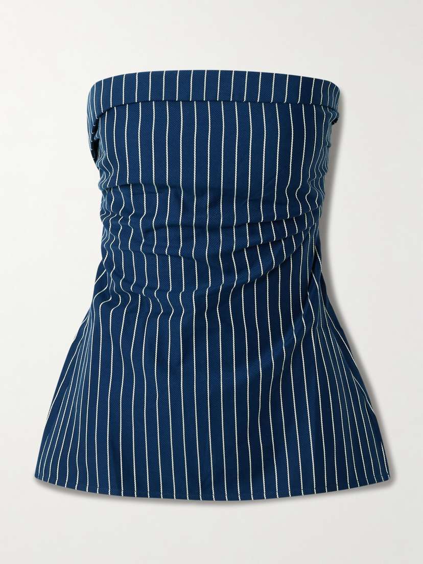 Faithfull Britta Striped Gathered Cotton-twill Top