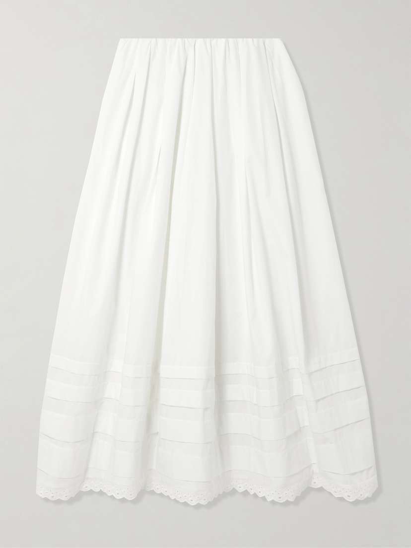 Faithfull Ruth Broderie Anglaise Cotton Midi Skirt