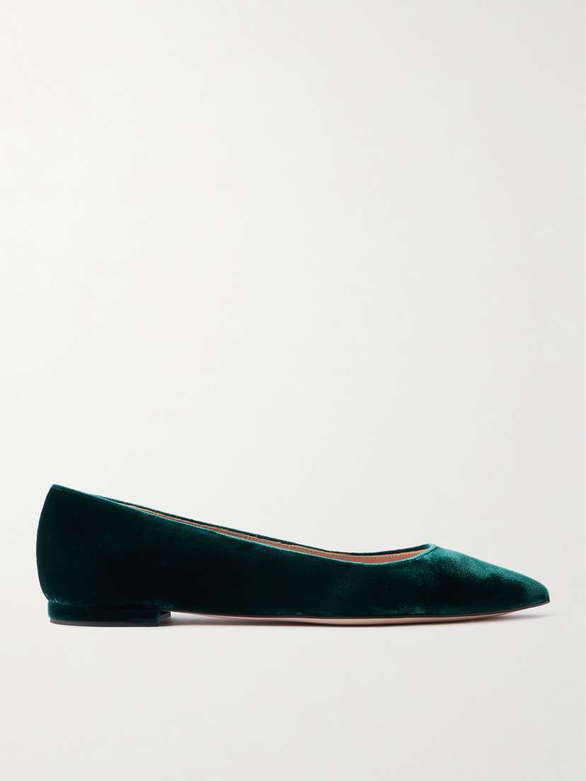 Gianvito Rossi Velvet Point-toe Flats