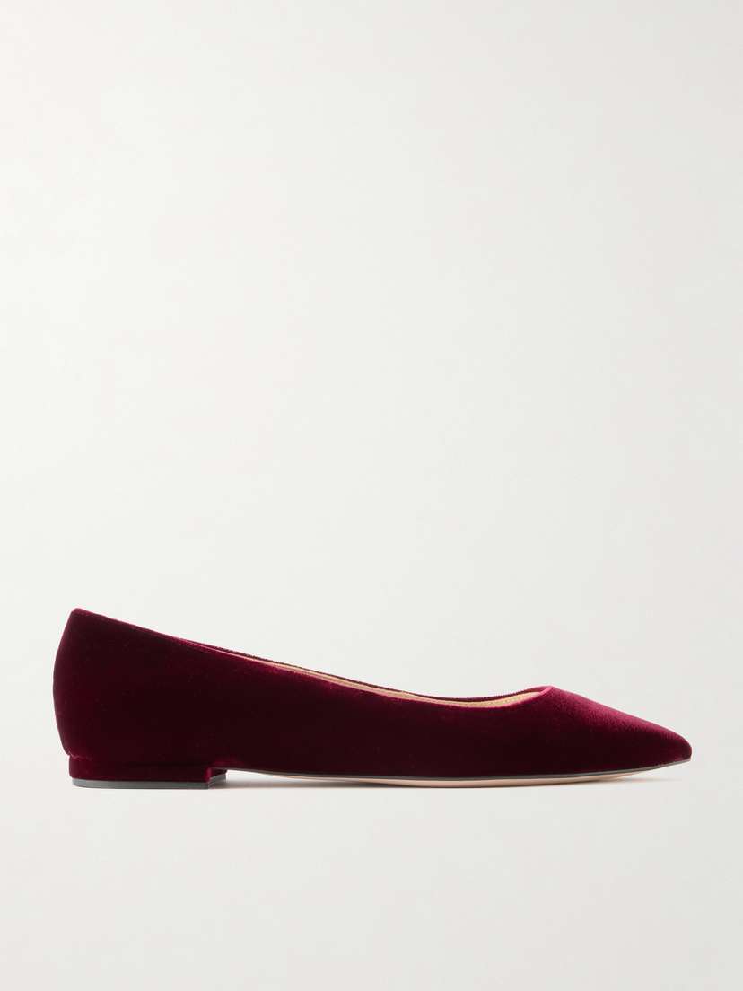 Gianvito Rossi Velvet Point-toe Flats