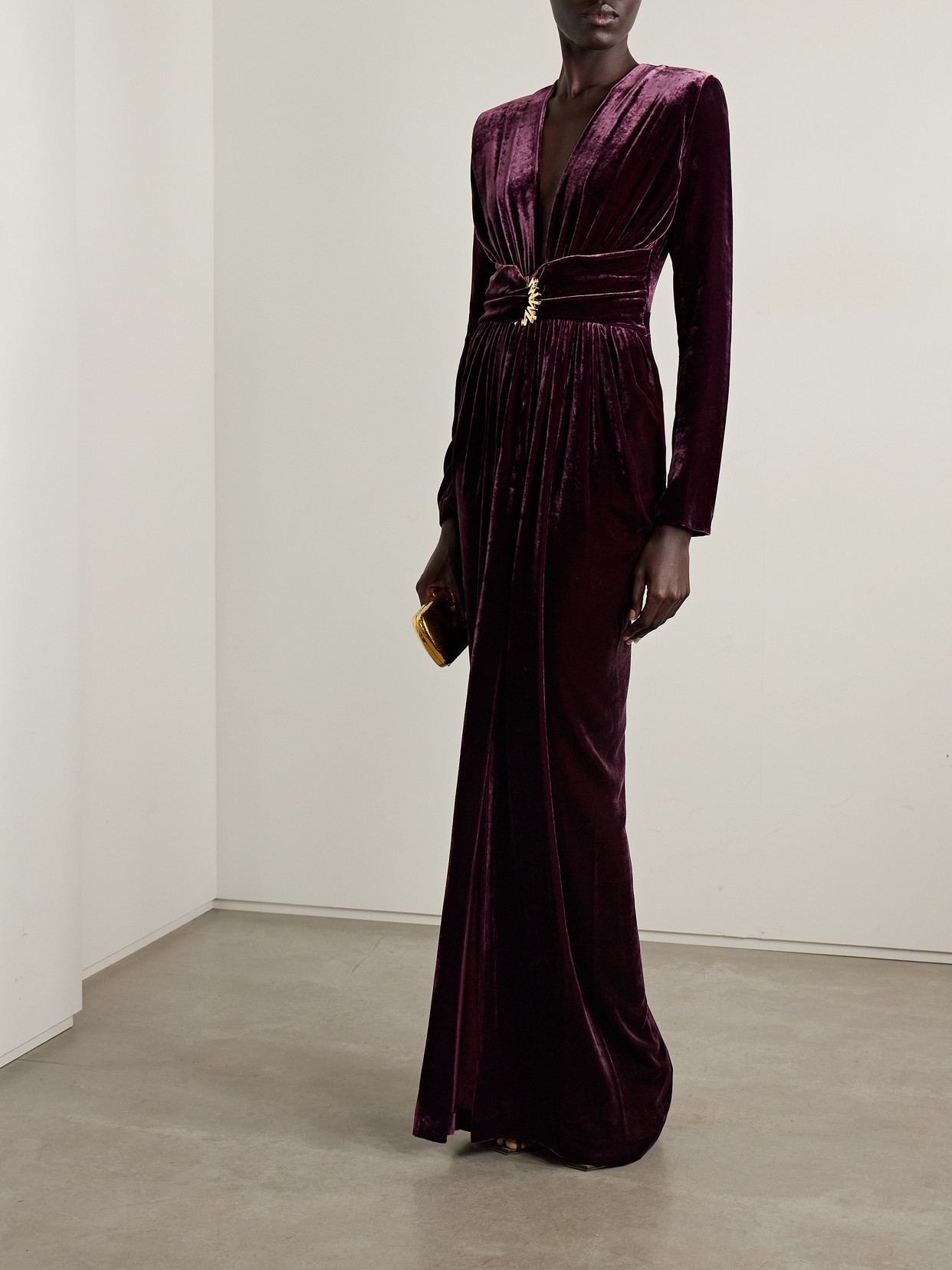 Zuhair Murad Embellished Velvet Gown In Purple