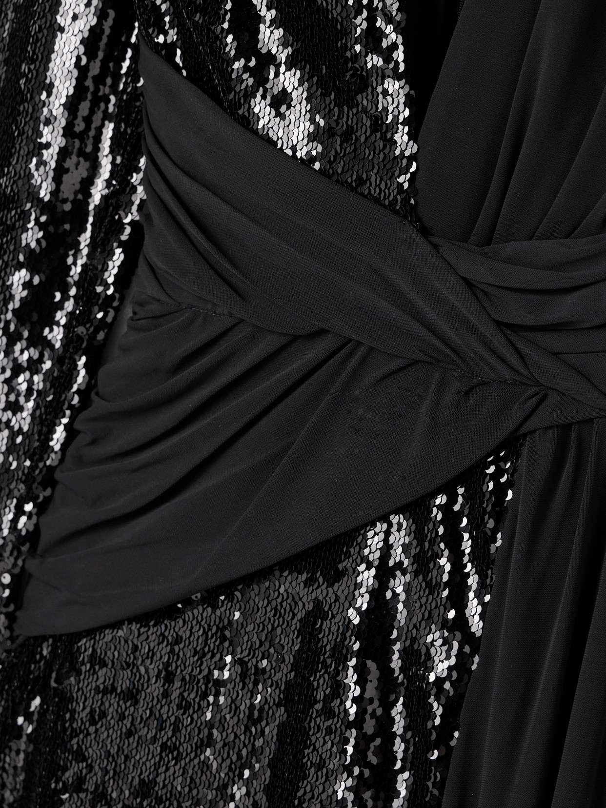 Zuhair Murad Draped Paneled Sequined Tulle And Jersey Gown In Black