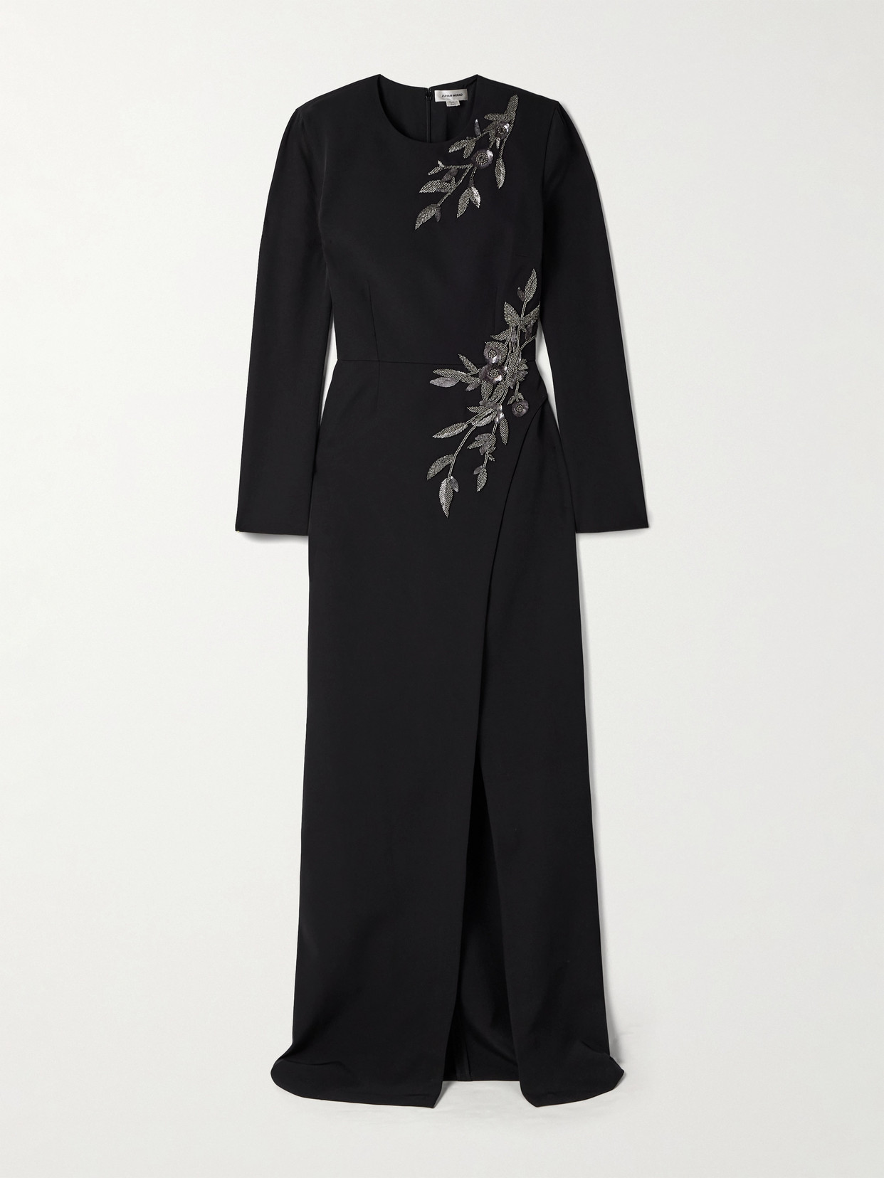 Zuhair Murad Embellished Draped Cady Gown In Black
