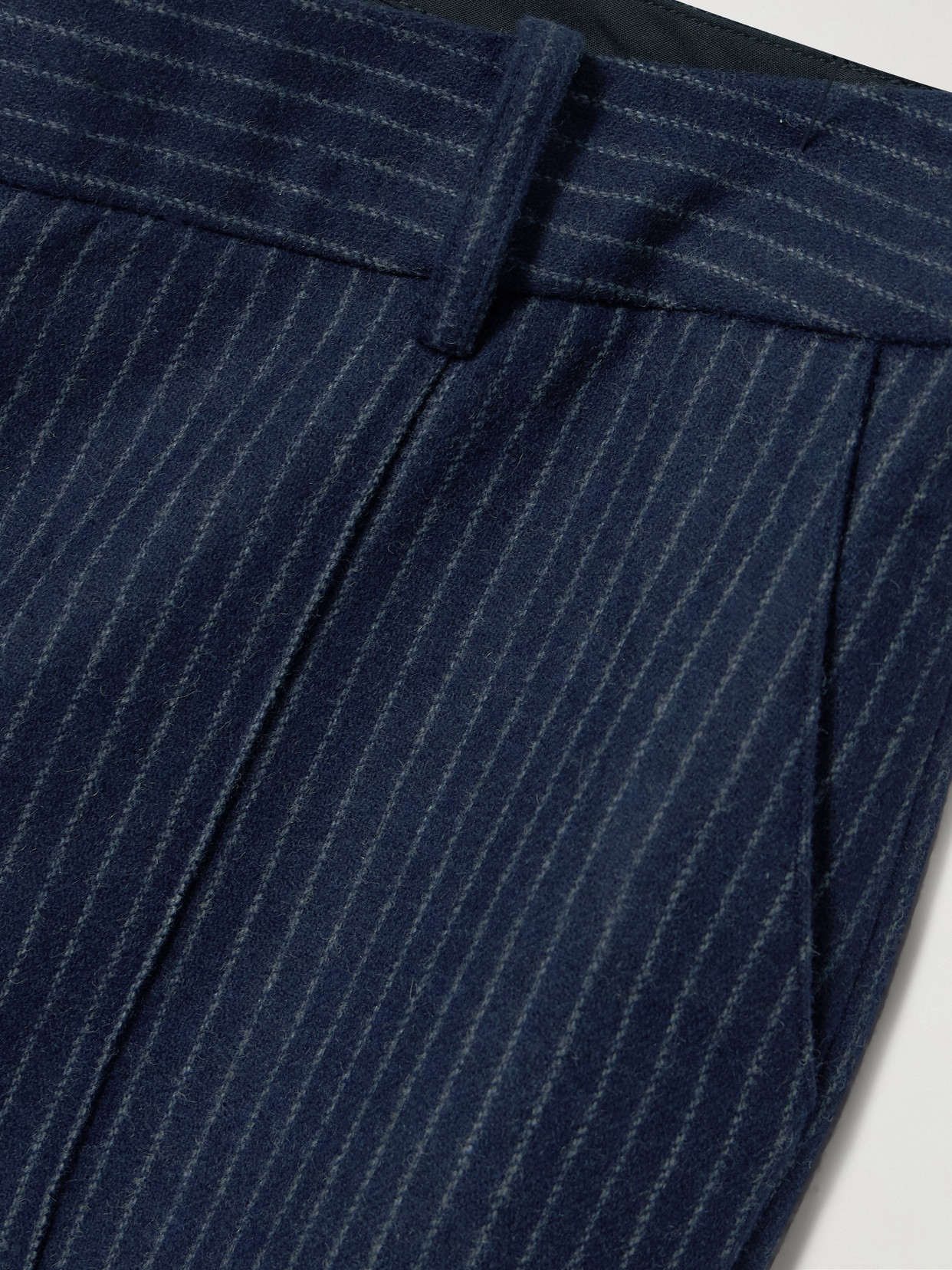 Cara Cara Tristan Pinstriped Brushed Wool-blend Flared Pants In Blue