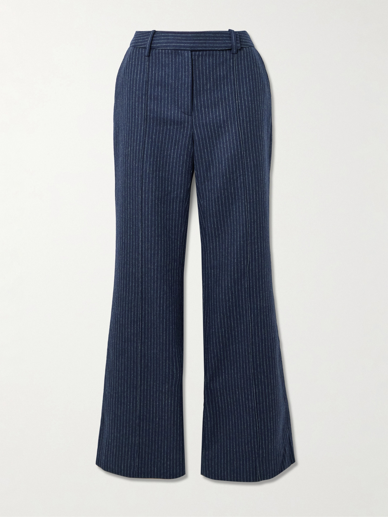 Cara Cara Tristan Pinstriped Brushed Wool-blend Flared Pants In Blue
