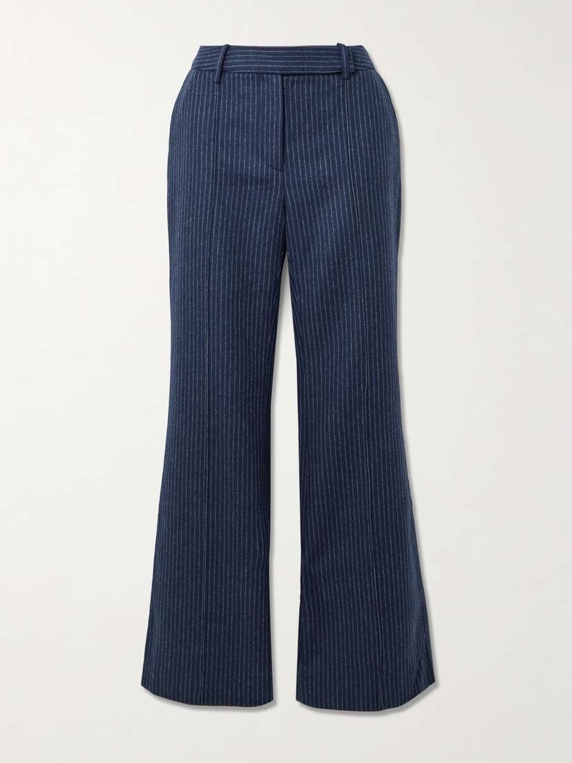 Cara Cara Tristan Pinstriped Brushed Wool-blend Flared Pants