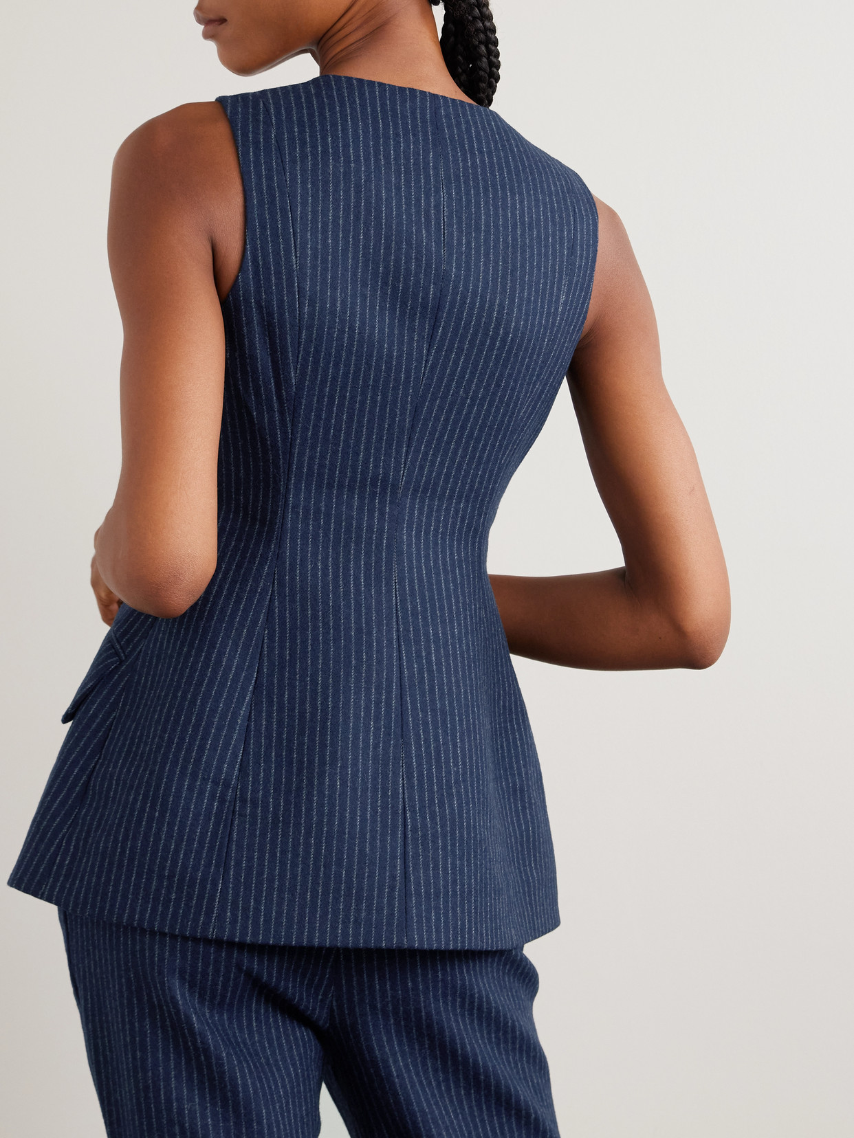 Cara Cara Wes Pinstriped Brushed Wool-blend Vest In Blue