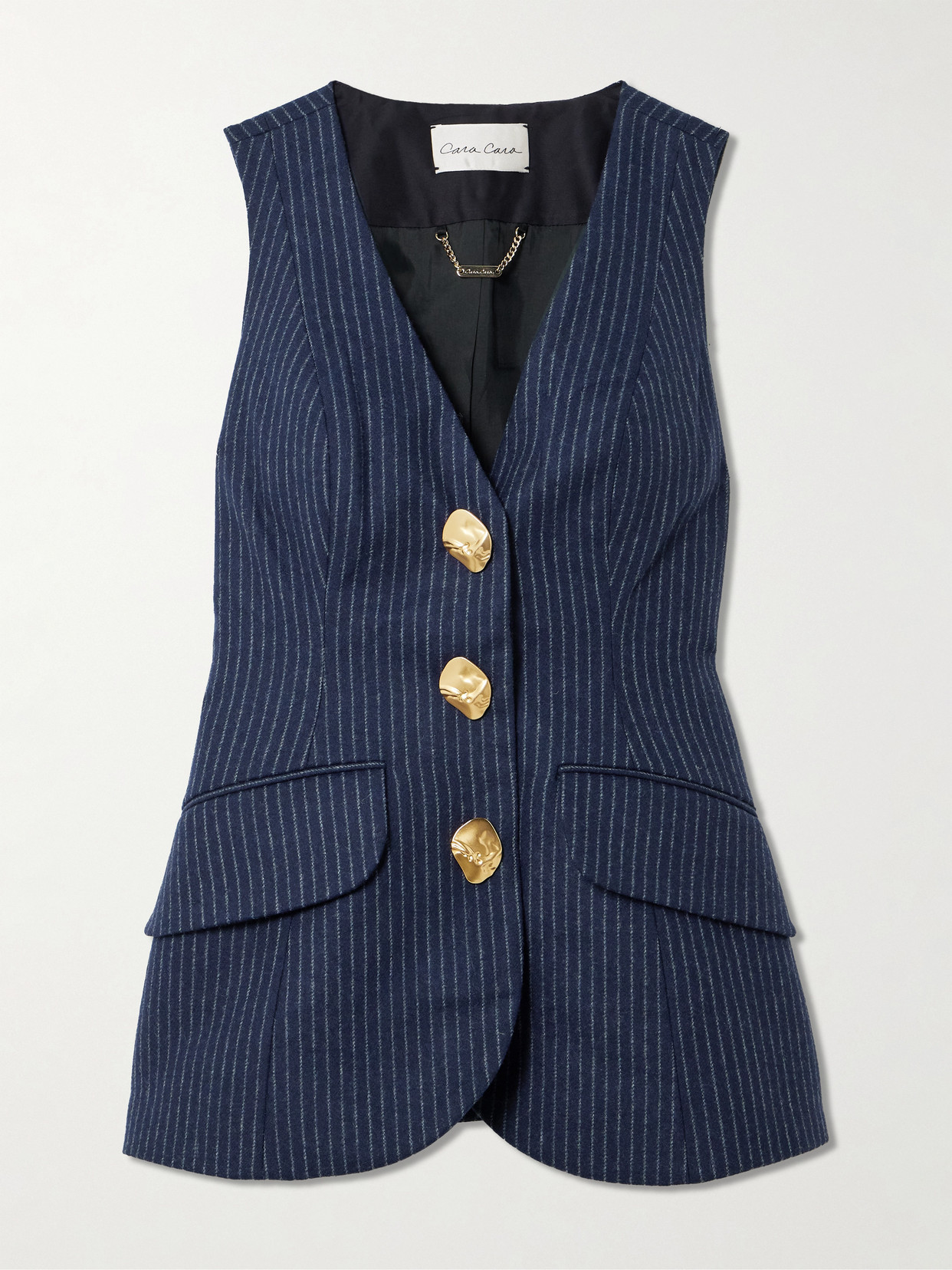 Cara Cara Wes Pinstriped Brushed Wool-blend Vest In Blue