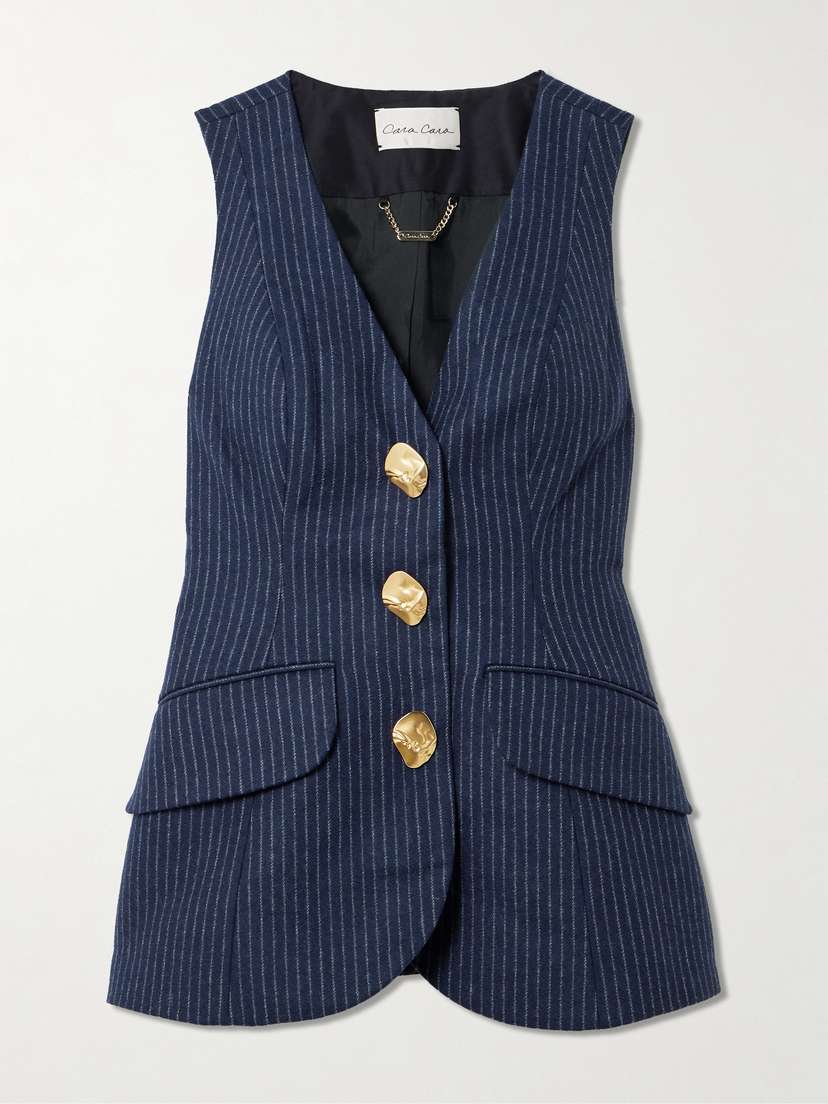 Cara Cara Wes Pinstriped Brushed Wool-blend Vest