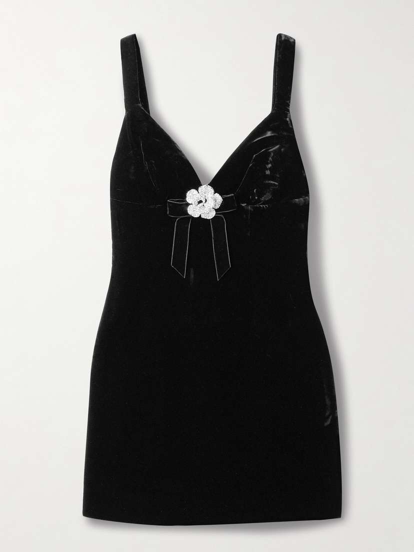 Cara Cara Gracie Embellished Velvet Mini Dress