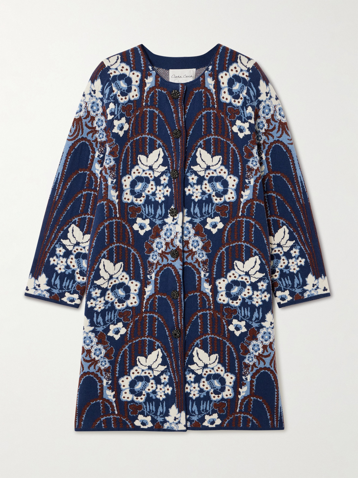 Cara Cara - Vicky Embellished Metallic Jacquard-knit Wool-blend Jacket - Navy