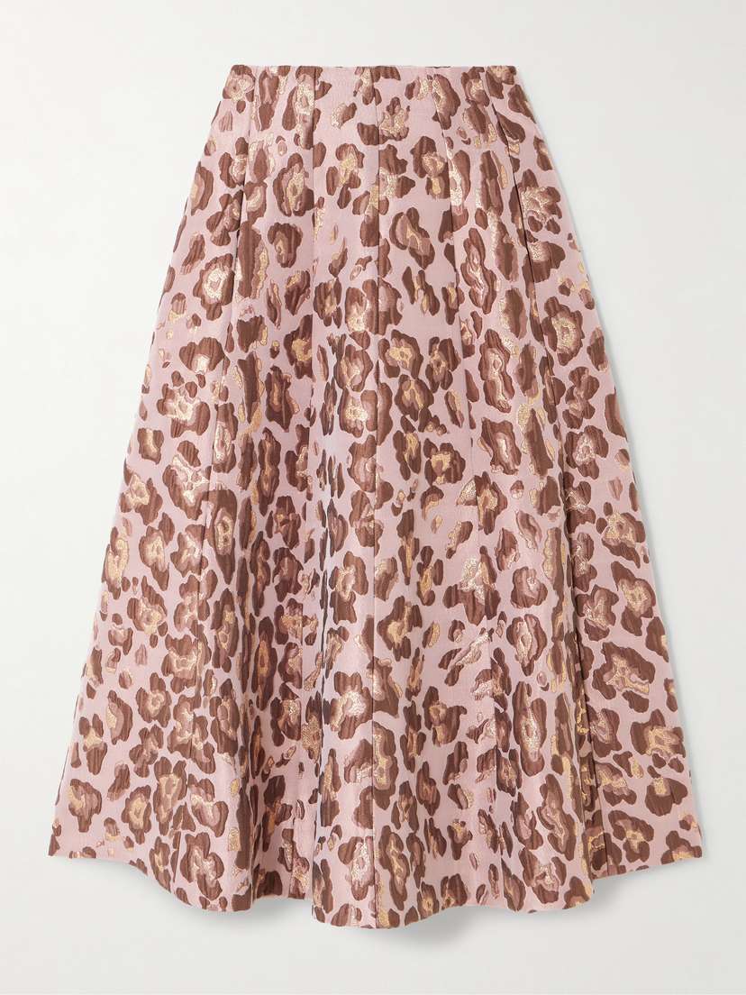 Cara Cara Mimosa Leopard-brocade Midi Skirt