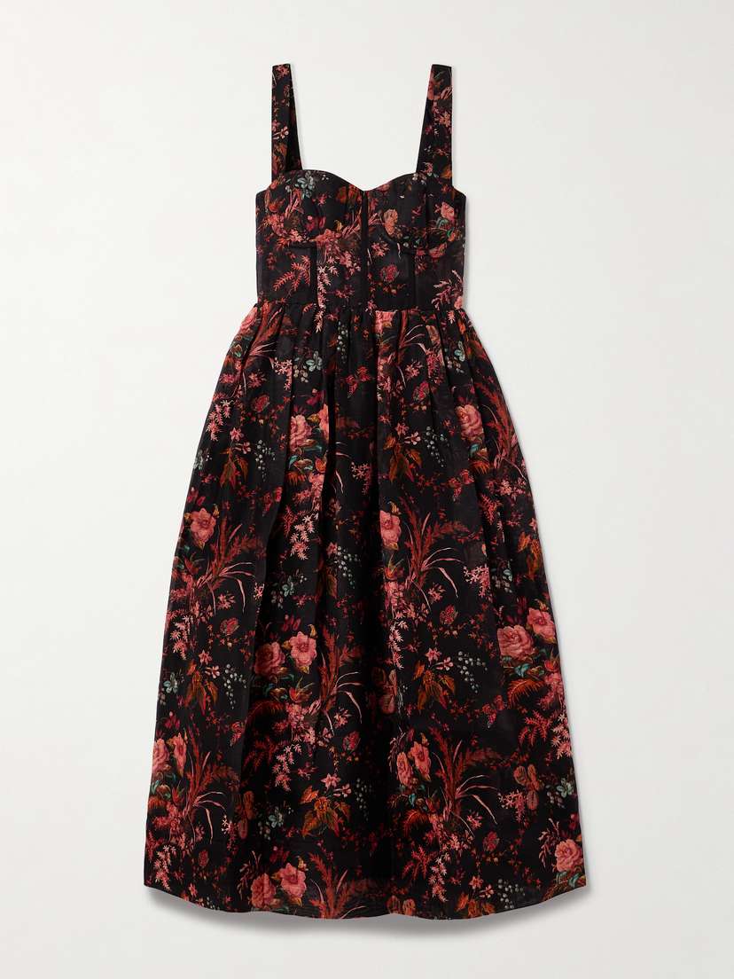 Cara Cara Phoebe Floral-print Linen And Silk-blend Midi Dress