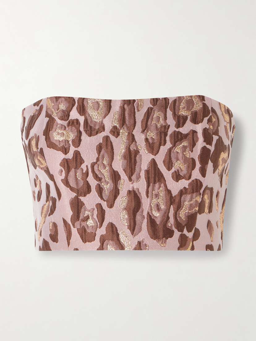 Cara Cara Elsa Cropped Leopard-brocade Top