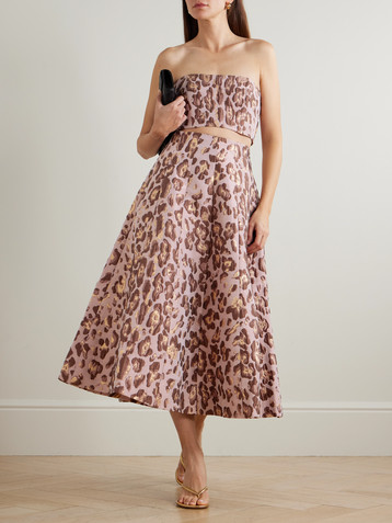 Cara Cara Elsa cropped leopard-brocade top