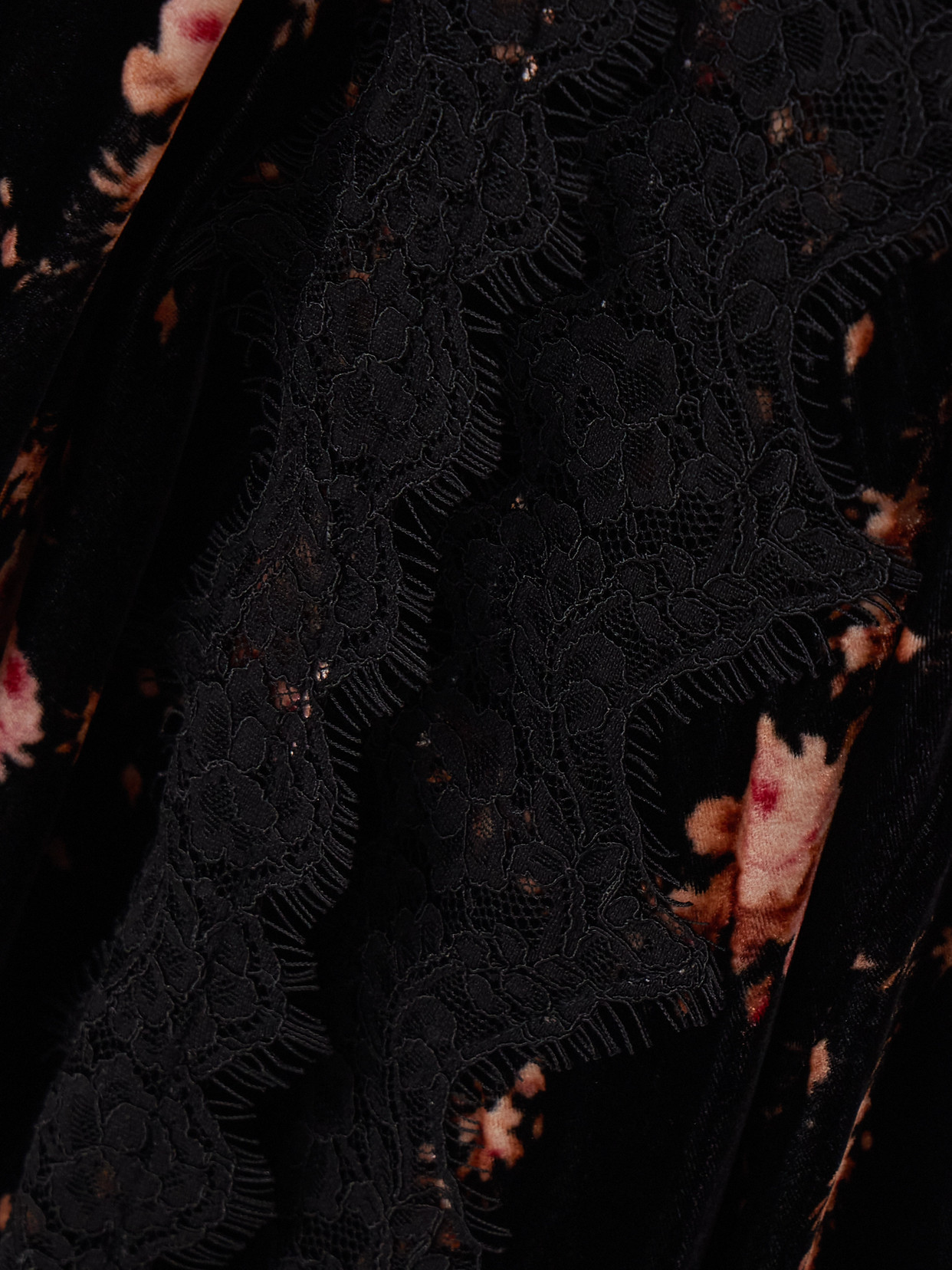 Cara Cara June Lace-trimmed Floral-print Velvet Halterneck Maxi Dress In Black