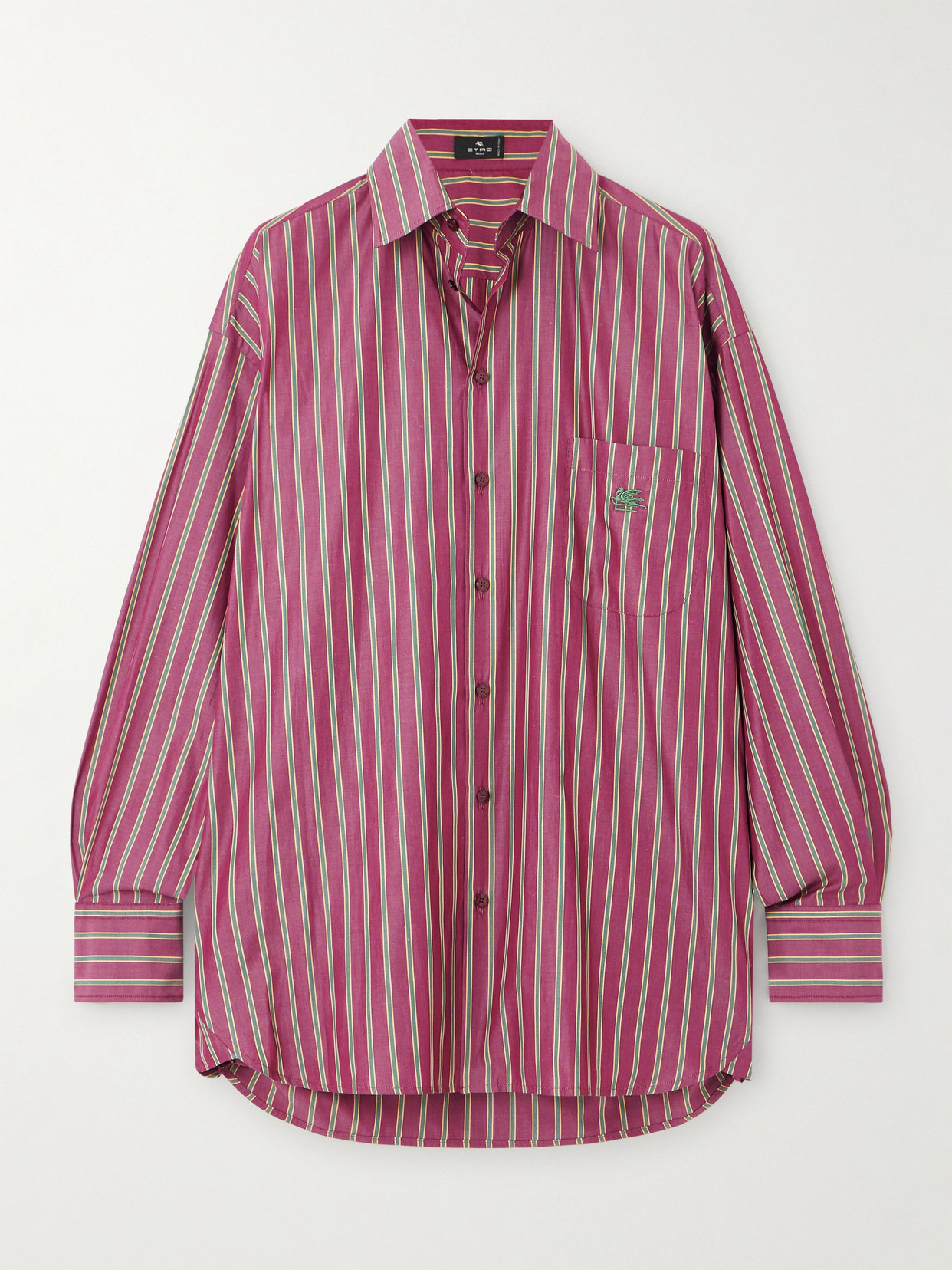 Etro Striped Cotton-poplin Shirt In Red
