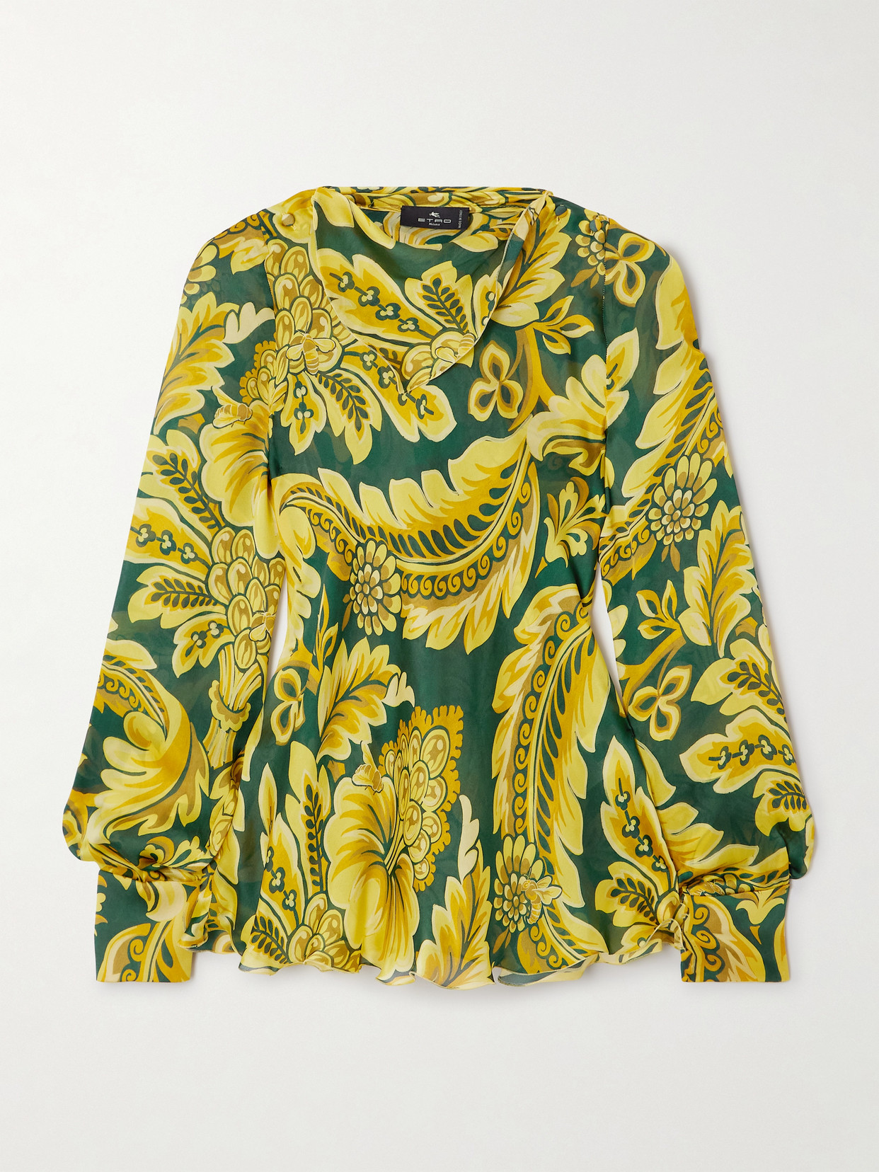 Etro Printed Silk Blouse In Green
