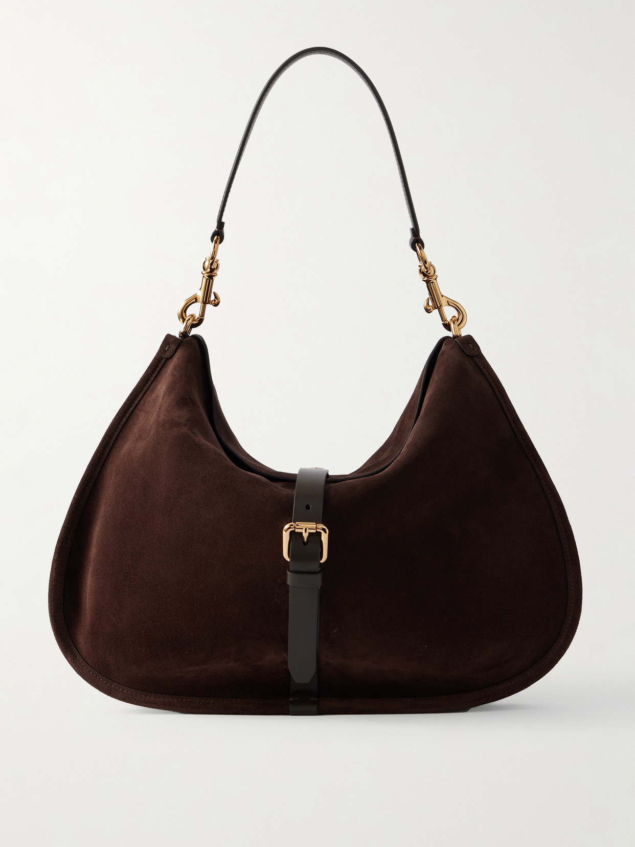 Etro Pony Leather-trimmed Suede Shoulder Bag In Brown